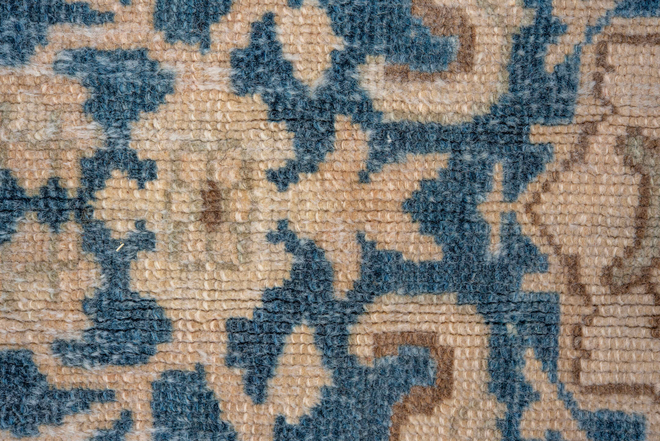 8' x 11' one-of-a-kind handmade vintage Malayer large size rug. Color palette: ivory, sky blue, beige, taupe, camel