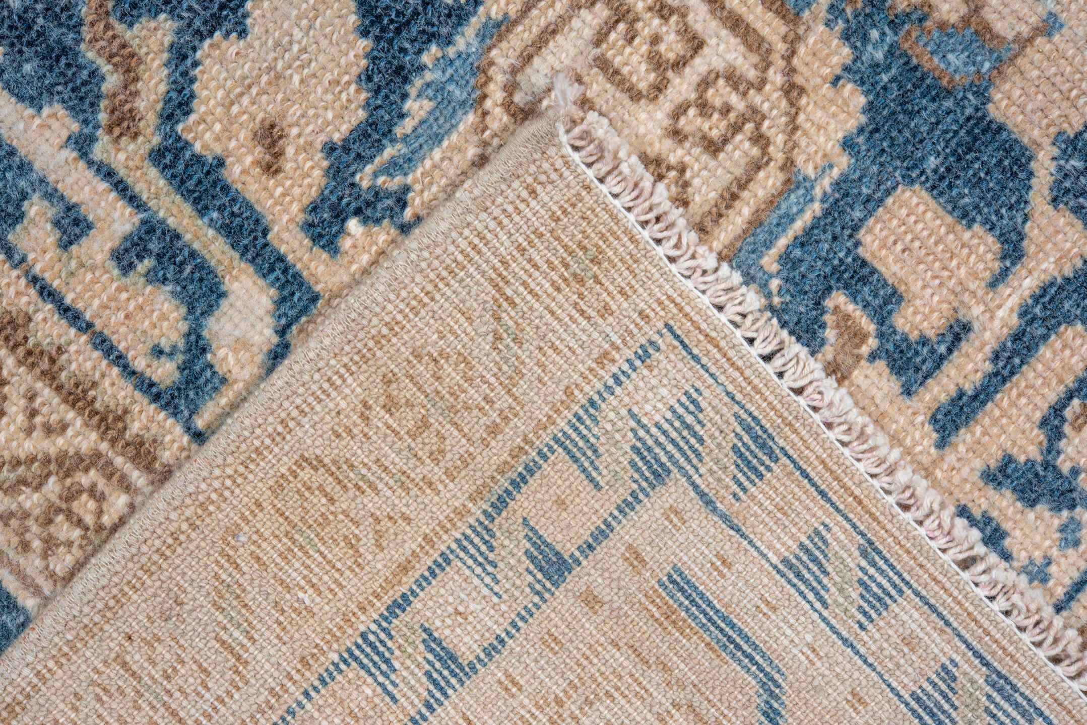 8' x 11' one-of-a-kind handmade vintage Malayer large size rug. Color palette: ivory, sky blue, beige, taupe, camel