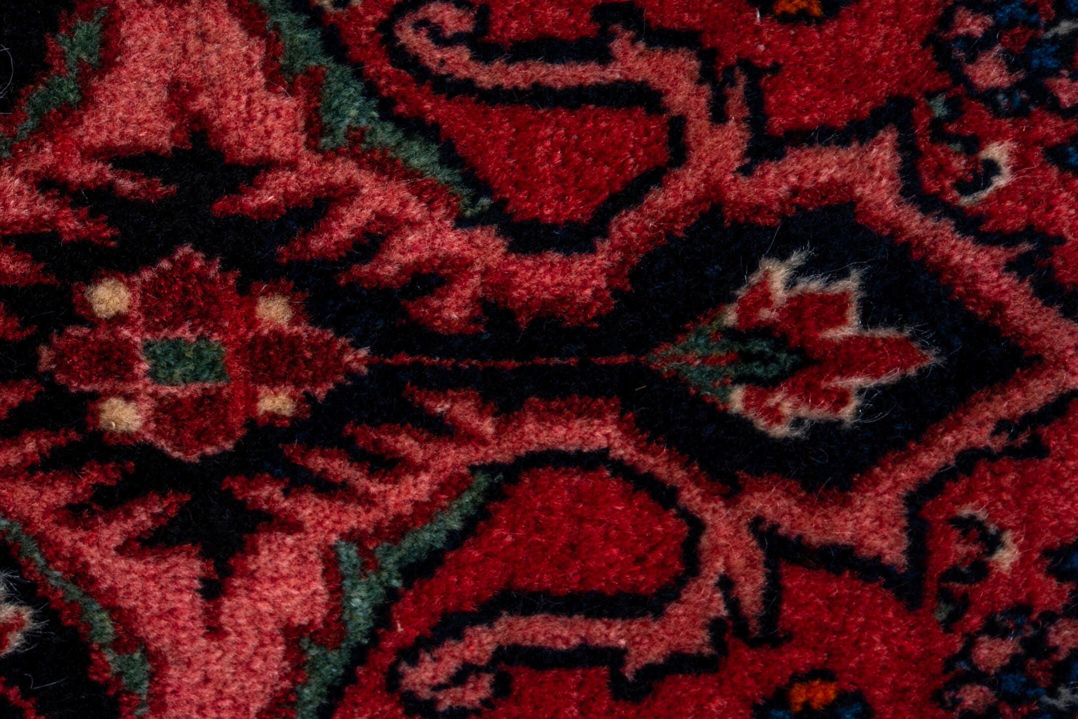3' x 5' one-of-a-kind handmade vintage Bidjar small size rug. Color palette: coral, navy, sky blue, rose, ivory, charcoal
