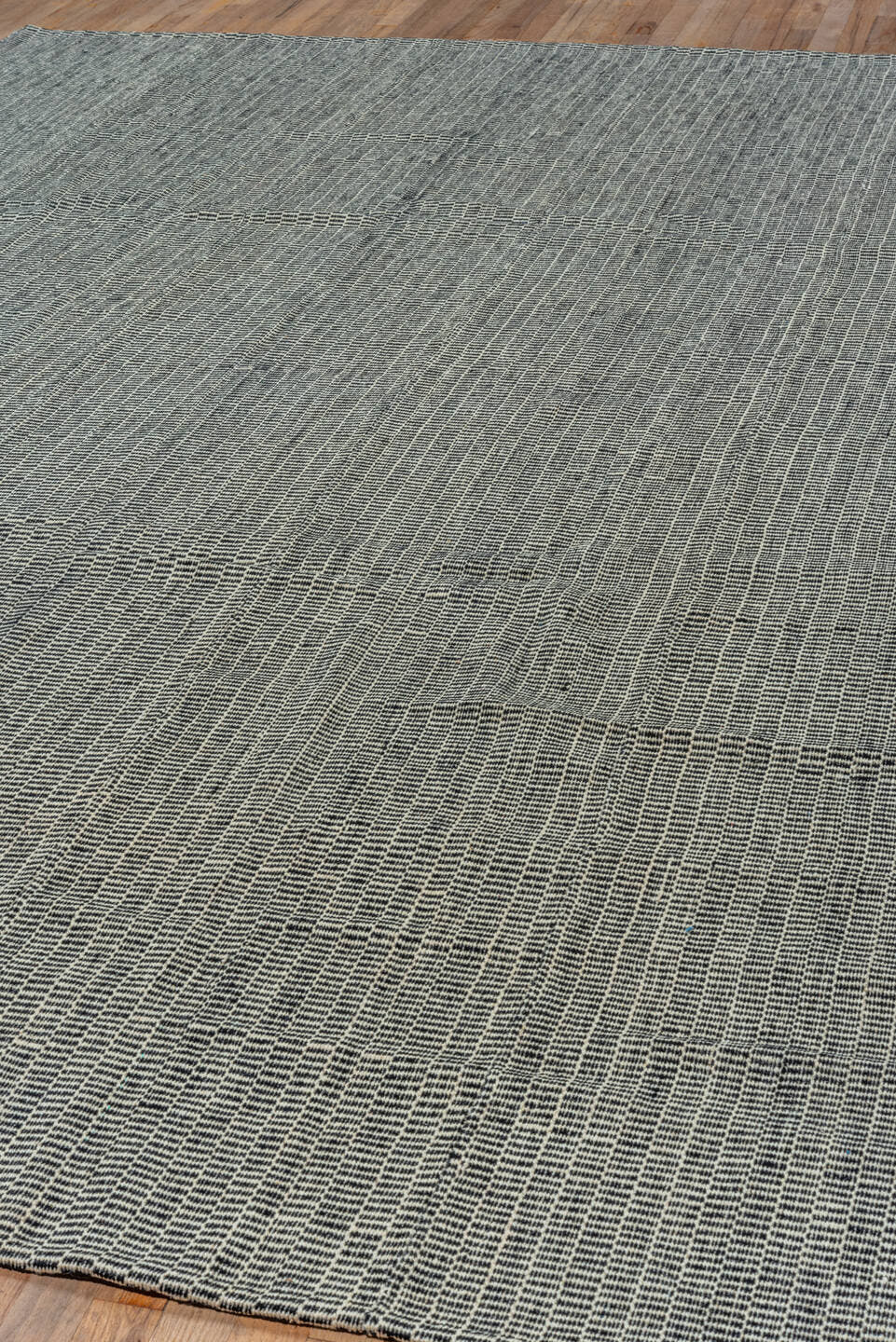 8' x 11' one-of-a-kind handmade vintage Kilim large size rug. Color palette: ivory, charcoal, black, gray