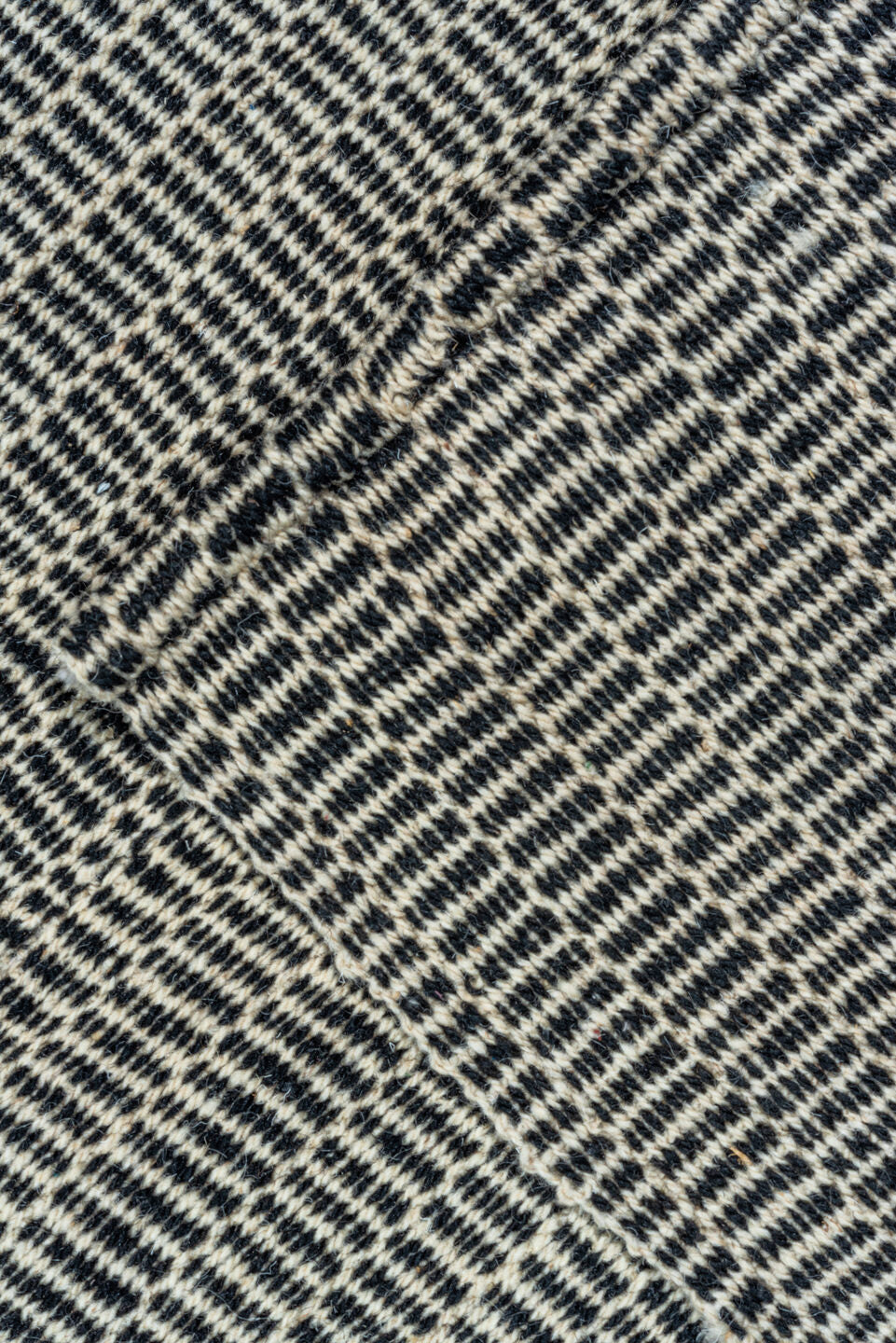 8' x 11' one-of-a-kind handmade vintage Kilim large size rug. Color palette: ivory, charcoal, black, gray