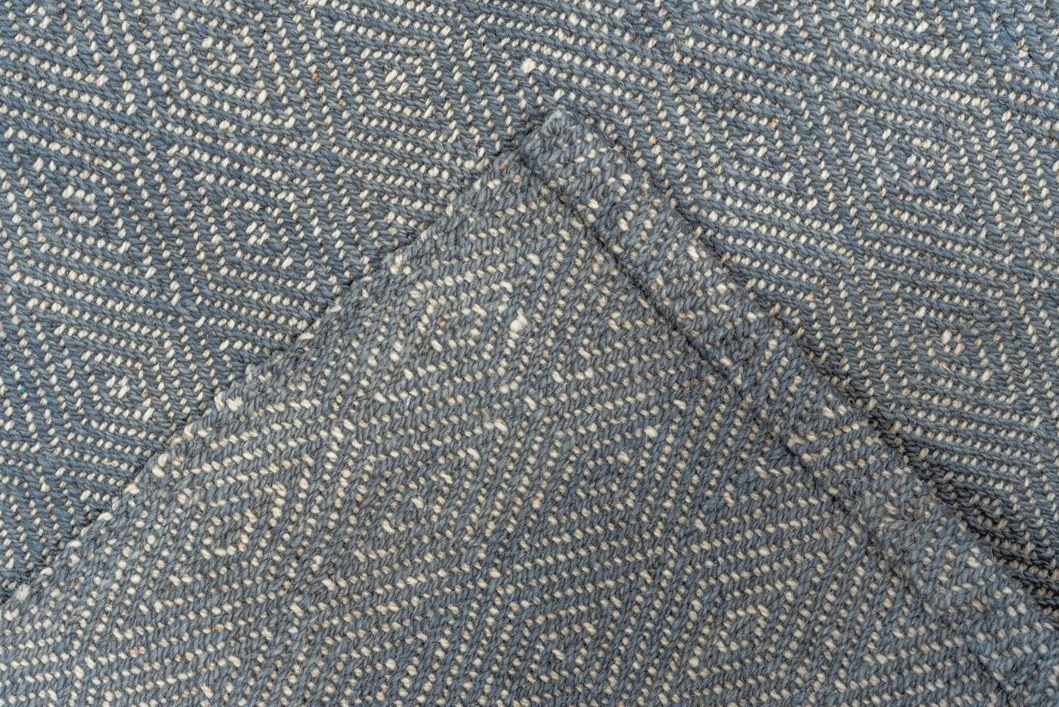 9' x 12' one-of-a-kind handmade vintage Kilim large size rug. Color palette: black, blue, dark gray, dim gray, gainsboro