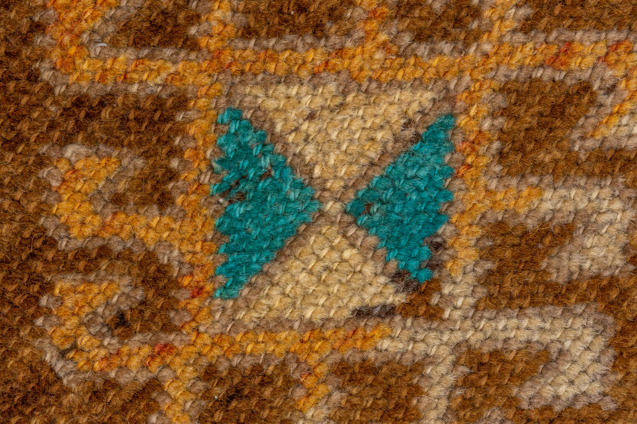 3' x 12' one-of-a-kind handmade vintage Oushak runner rug. Color palette: camel, rust, brown, ivory, turquoise, taupe, beige