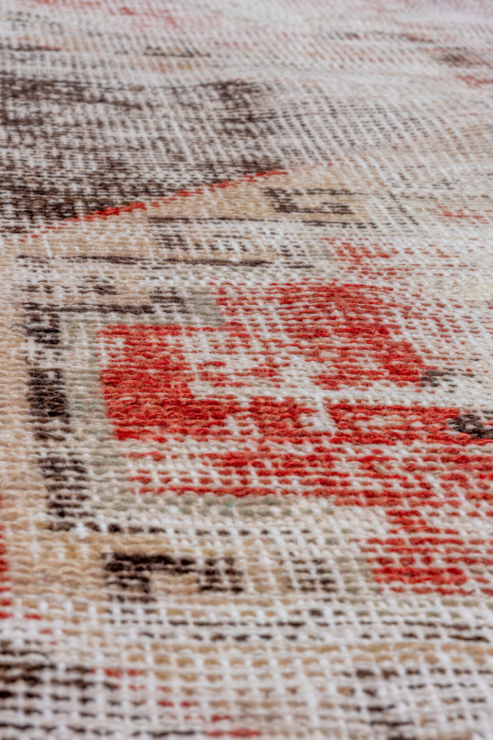 2' x 11' one-of-a-kind handmade vintage Oushak runner rug. Color palette: ivory, blush, charcoal, rust, rose, pink, gray