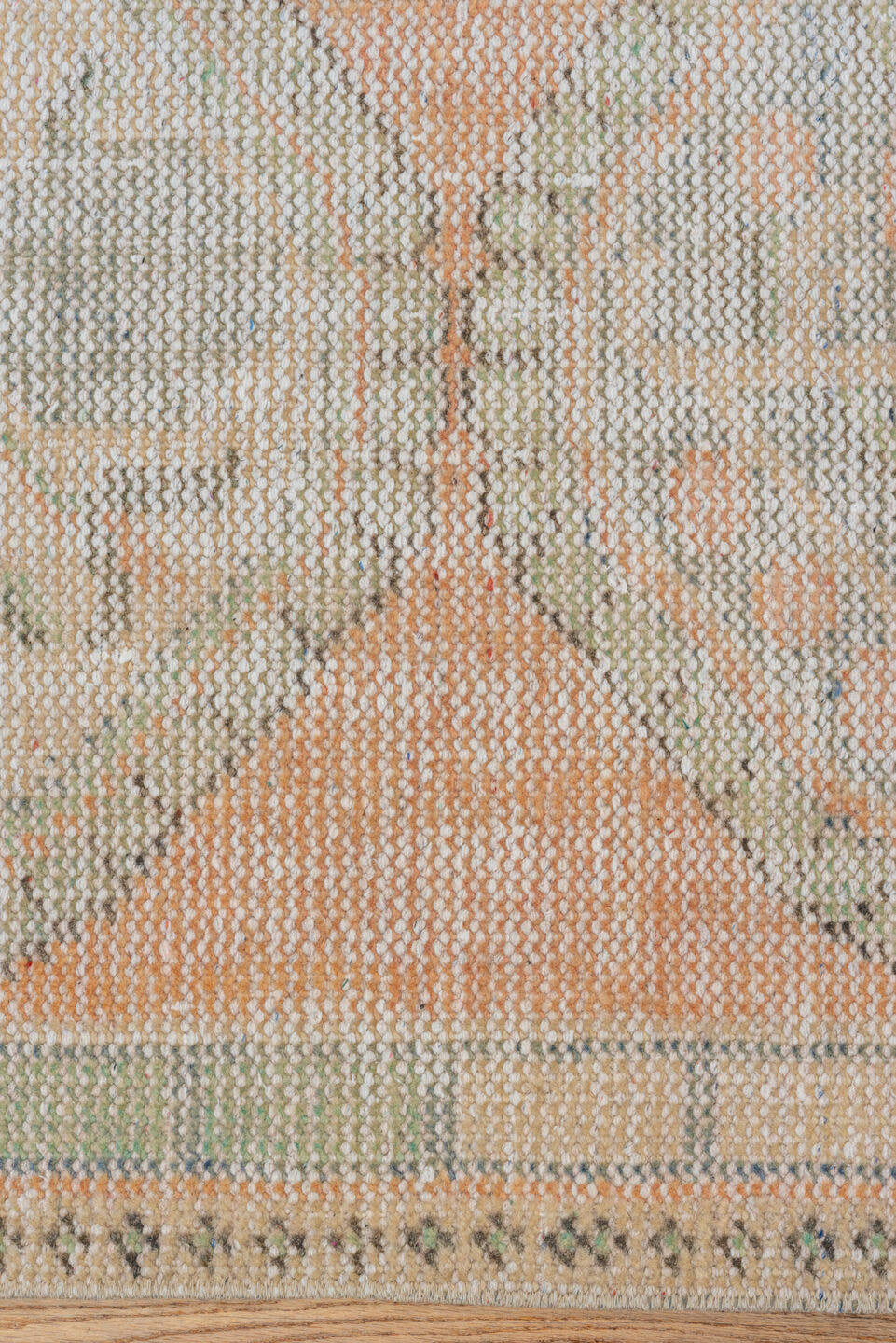 2' x 11' one-of-a-kind handmade vintage Oushak runner rug. Color palette: peach, sage, taupe, ivory, camel, gray, terracotta