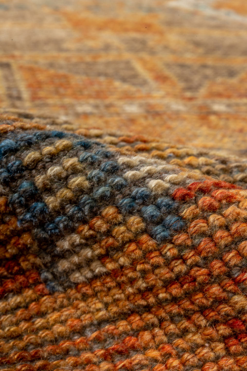 3' x 10' one-of-a-kind handmade vintage Oushak runner rug. Color palette: terra cotta, taupe, camel, aqua, ivory, slate