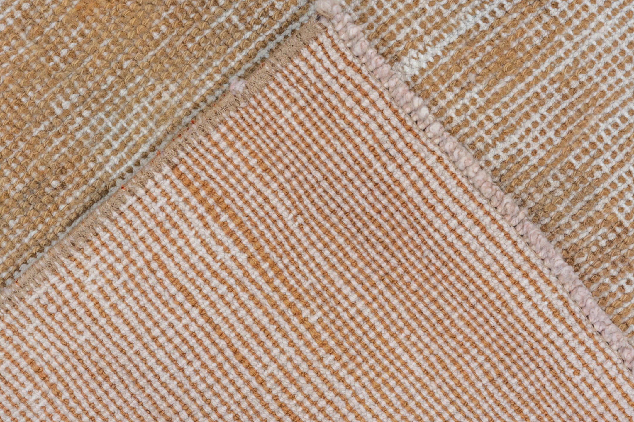 3' x 9' one-of-a-kind handmade vintage Oushak runner rug. Color palette: camel, taupe, beige, ivory, brown, gray