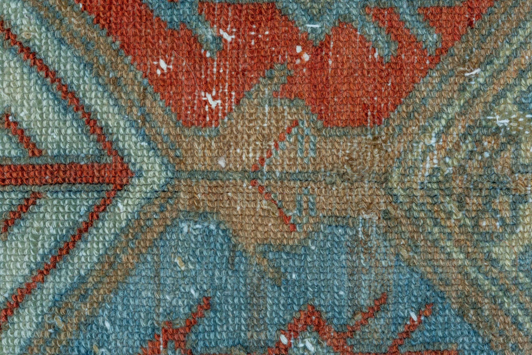 5' x 10' one-of-a-kind handmade vintage Baktiary runner rug. Color palette: rust, sky blue, ivory, camel, teal, terra cotta