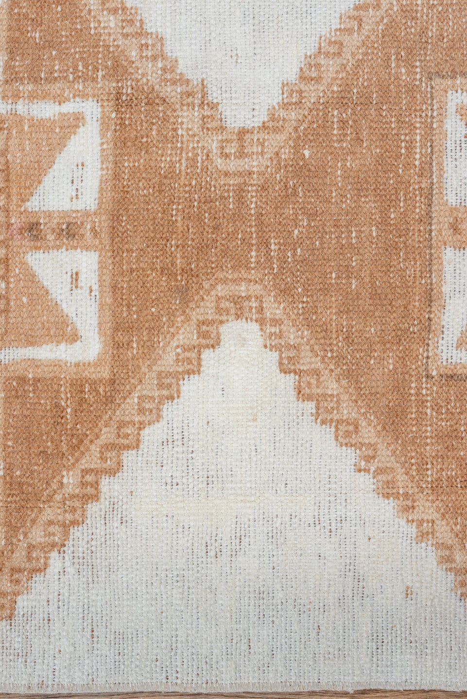 2' x 9' one-of-a-kind handmade vintage Oushak runner rug. Color palette: ivory, camel, taupe, beige, gray