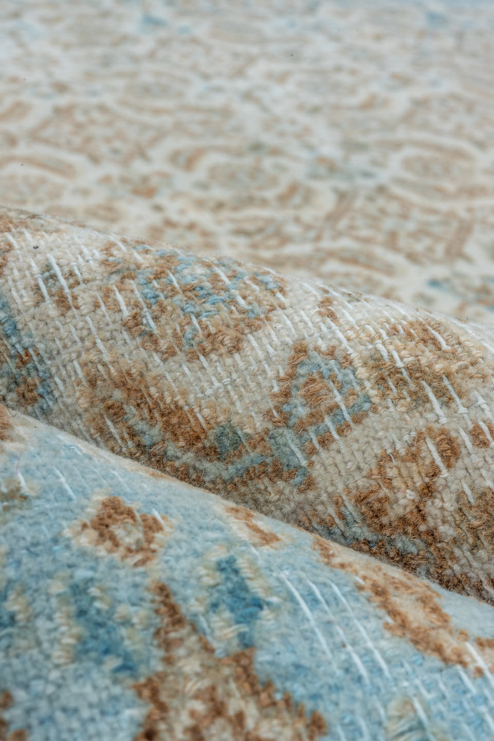 6' x 10' one-of-a-kind handmade vintage Tabriz large size rug. Color palette: ivory, sky blue, beige, taupe, camel