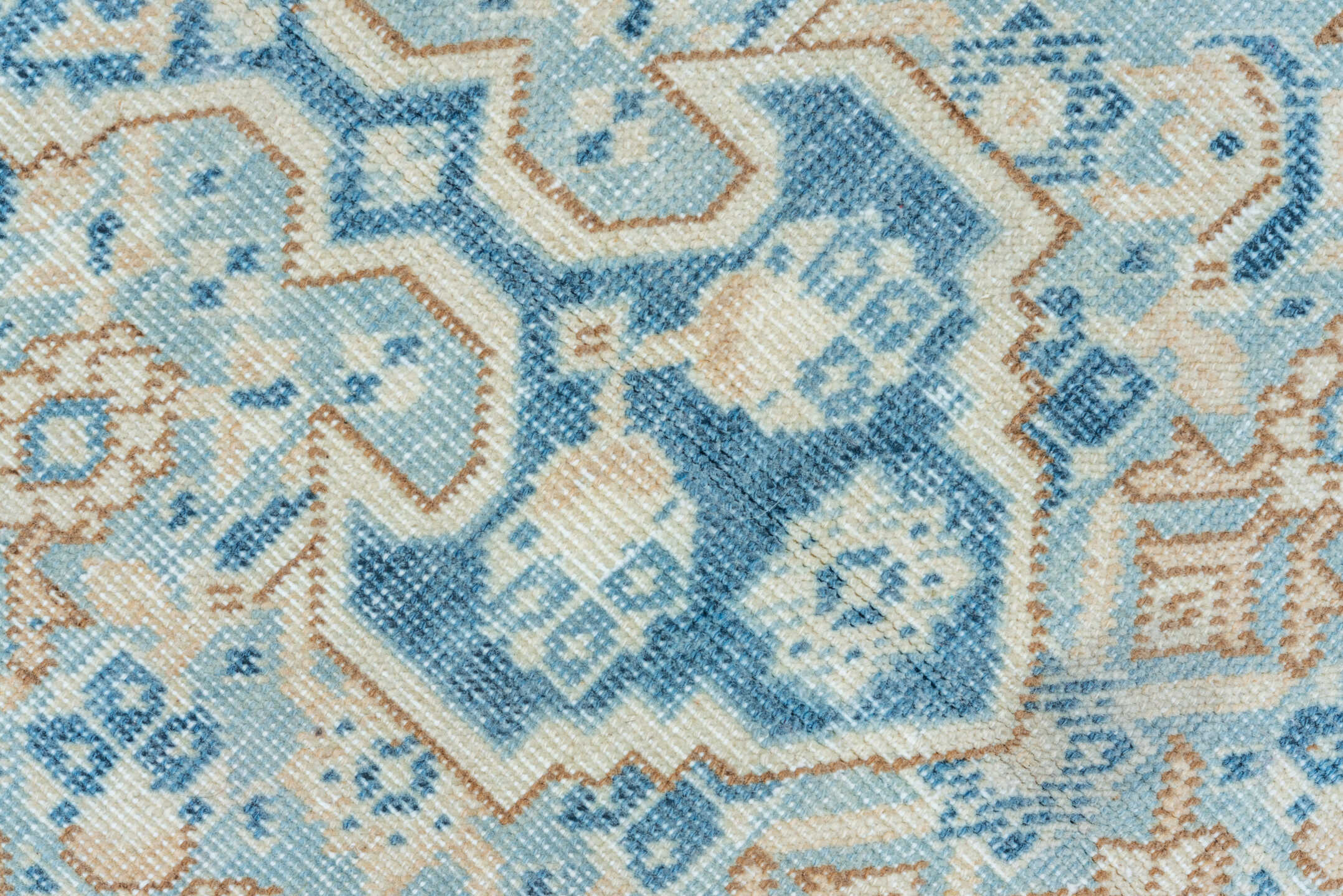 7' x 10' one-of-a-kind handmade vintage Tabriz large size rug. Color palette: ivory, sky blue, beige, tan, slate, camel