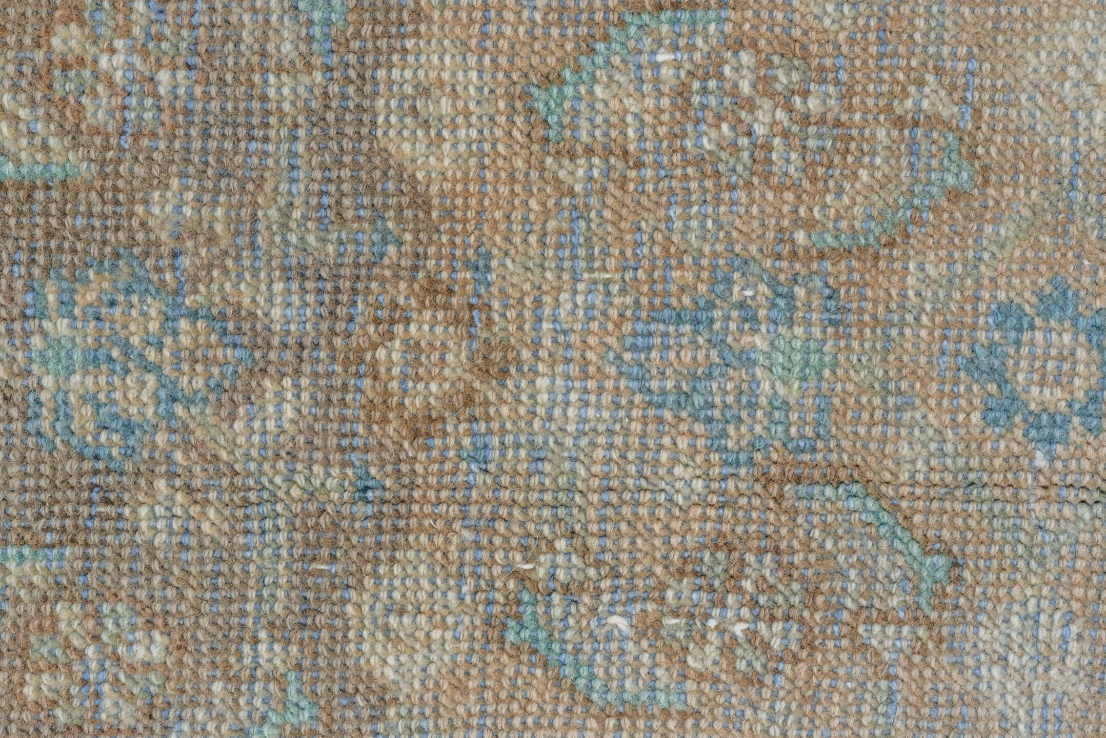 3' x 10' one-of-a-kind handmade vintage Mahal runner rug. Color palette: taupe, sky blue, ivory, beige, camel, light gray