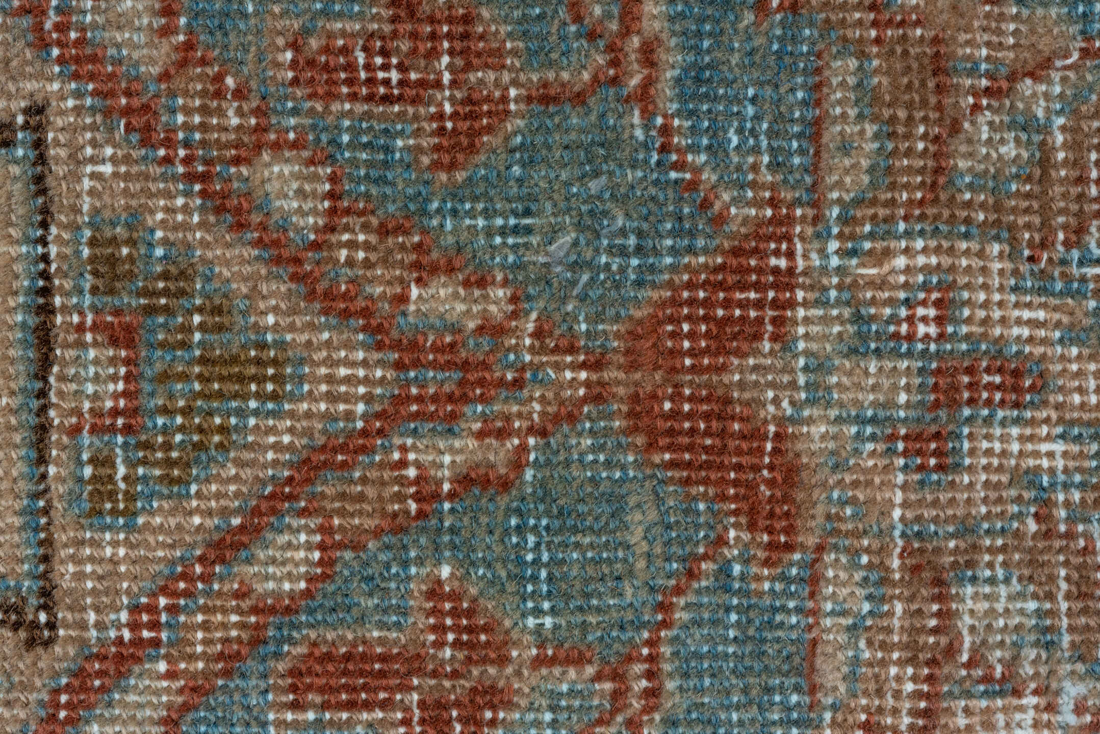 8' x 11' one-of-a-kind handmade vintage Tabriz large size rug. Color palette: sky blue, rust, ivory, taupe, camel, charcoal