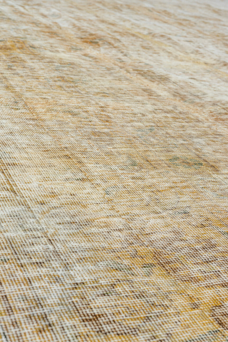 9' x 11' one-of-a-kind handmade vintage Overdyed large size rug. Color palette: ivory, beige, gold, taupe, sage, gray, green