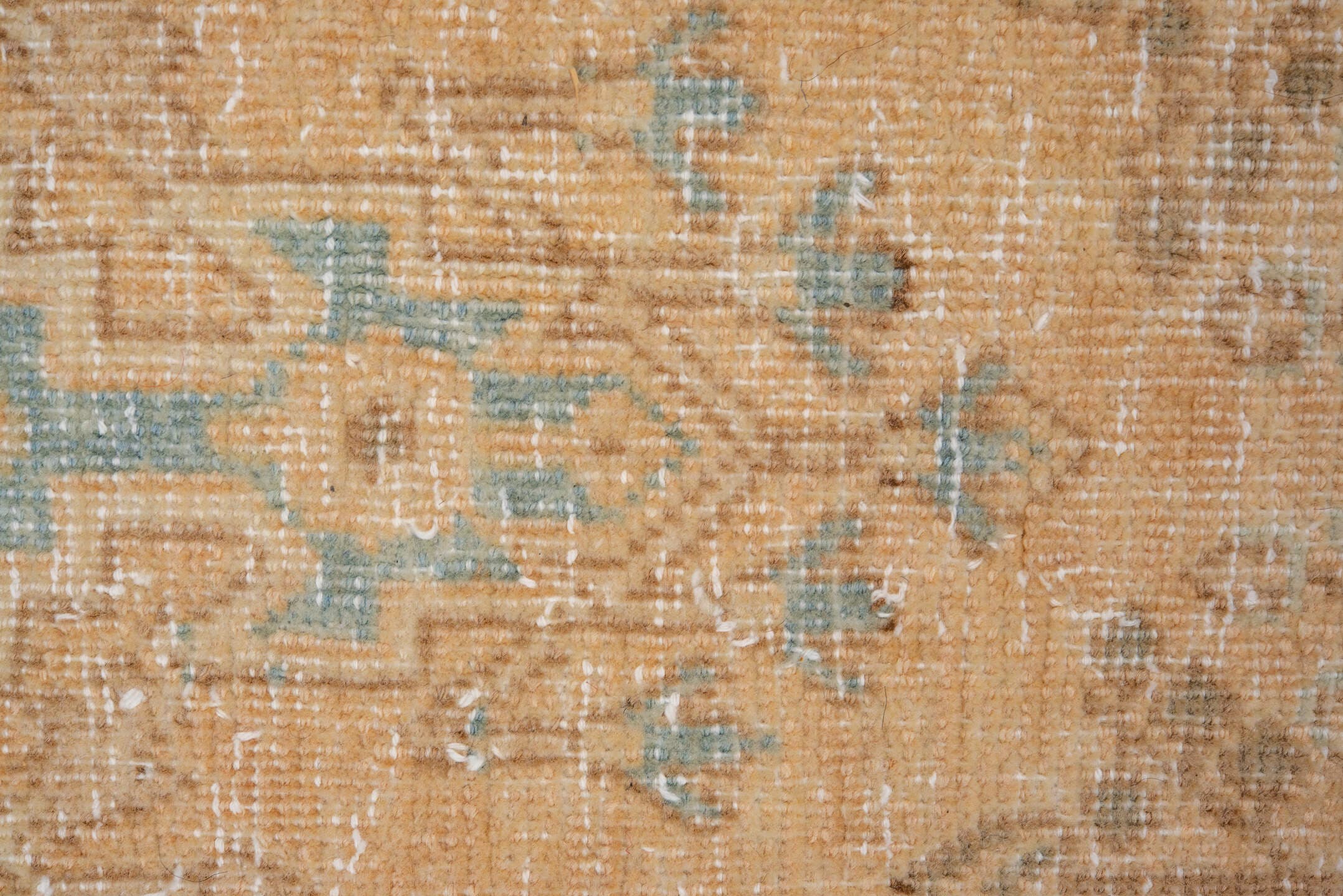 7' x 10' one-of-a-kind handmade vintage Joshegan large size rug. Color palette: camel, ivory, sky_blue, taupe, tan