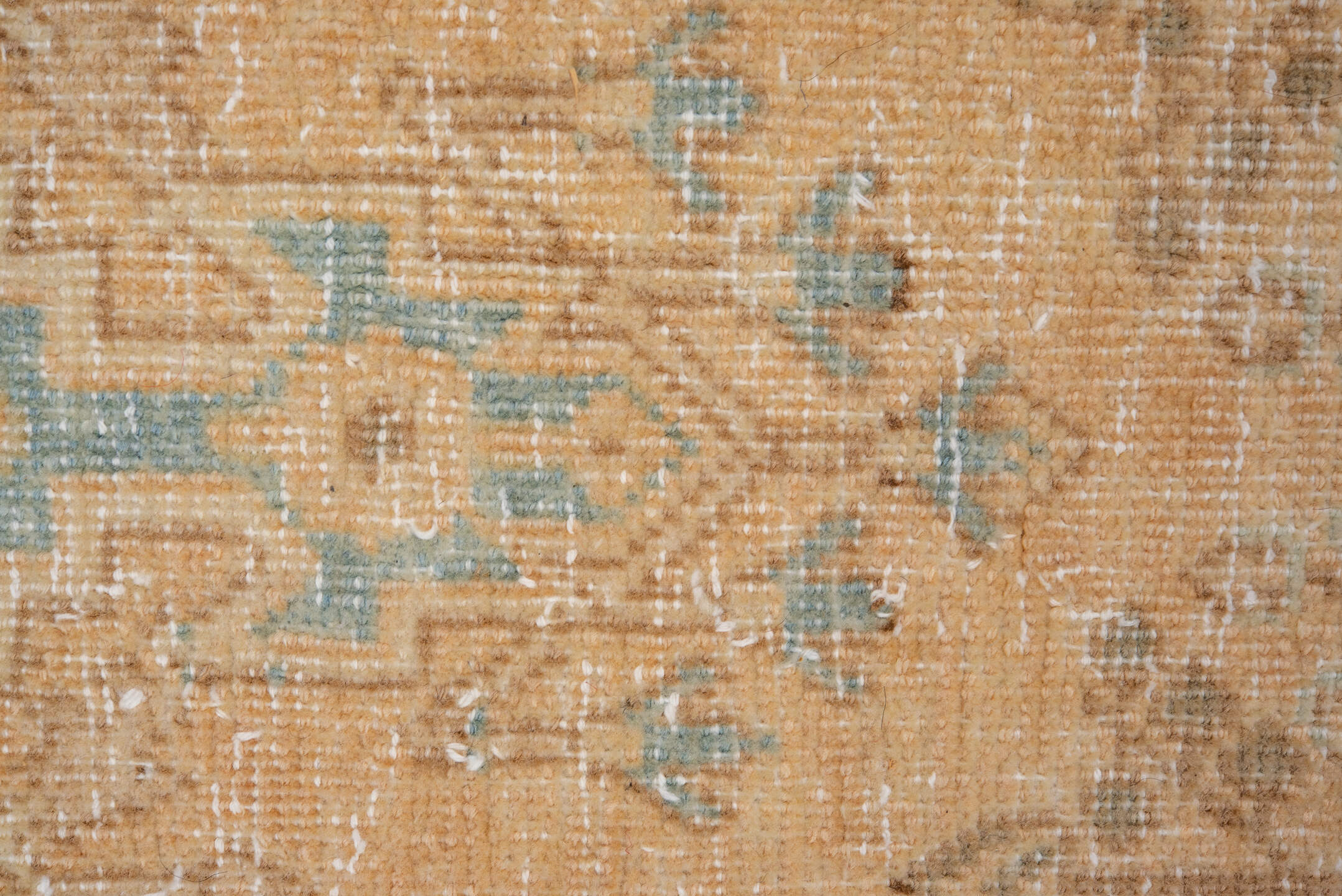 7' x 10' one-of-a-kind handmade vintage Joshegan large size rug. Color palette: camel, ivory, sky_blue, taupe, tan
