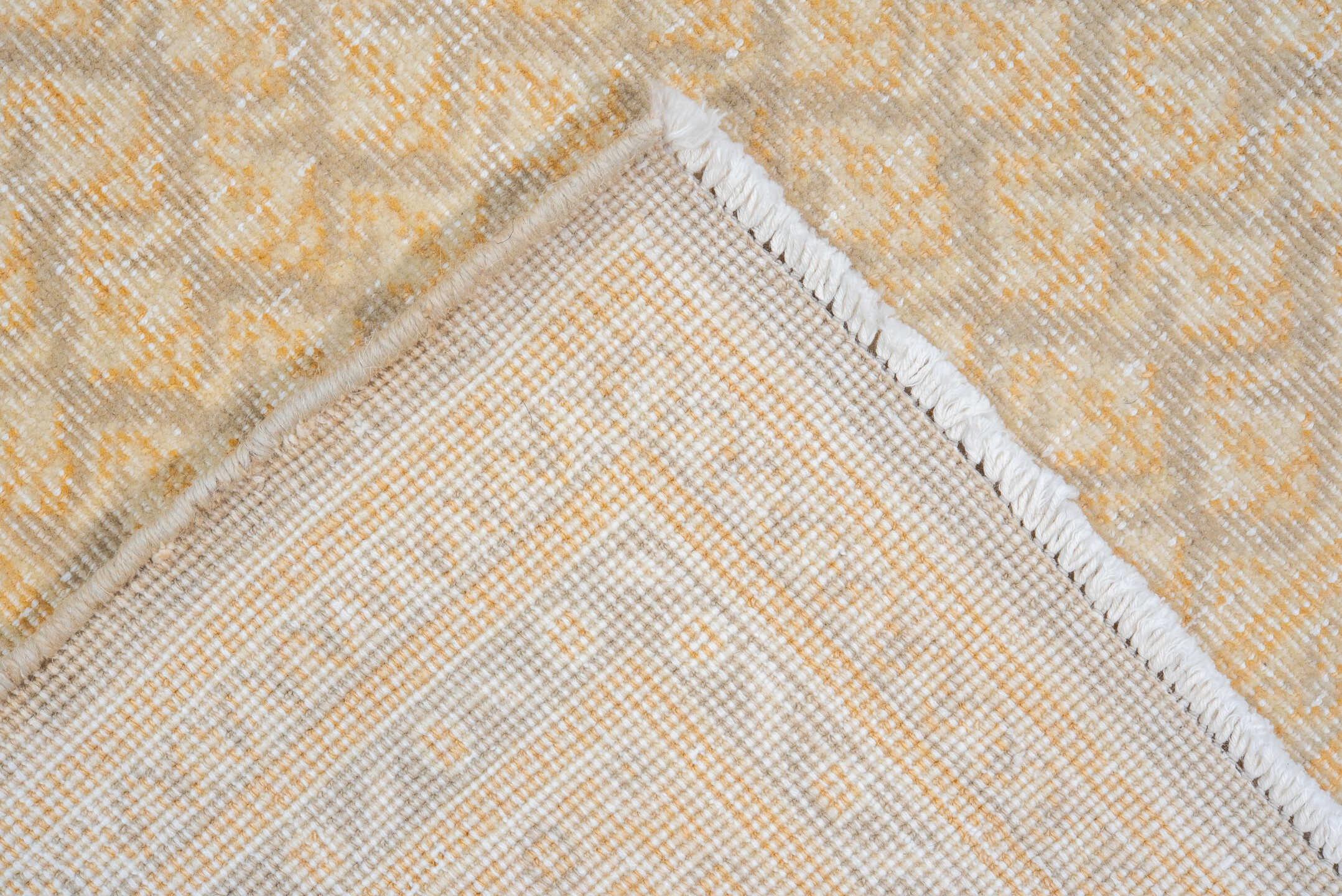 7' x 11' one-of-a-kind handmade vintage Saraband large size rug. Color palette: antiquewhite, beige, blanched almond, brown