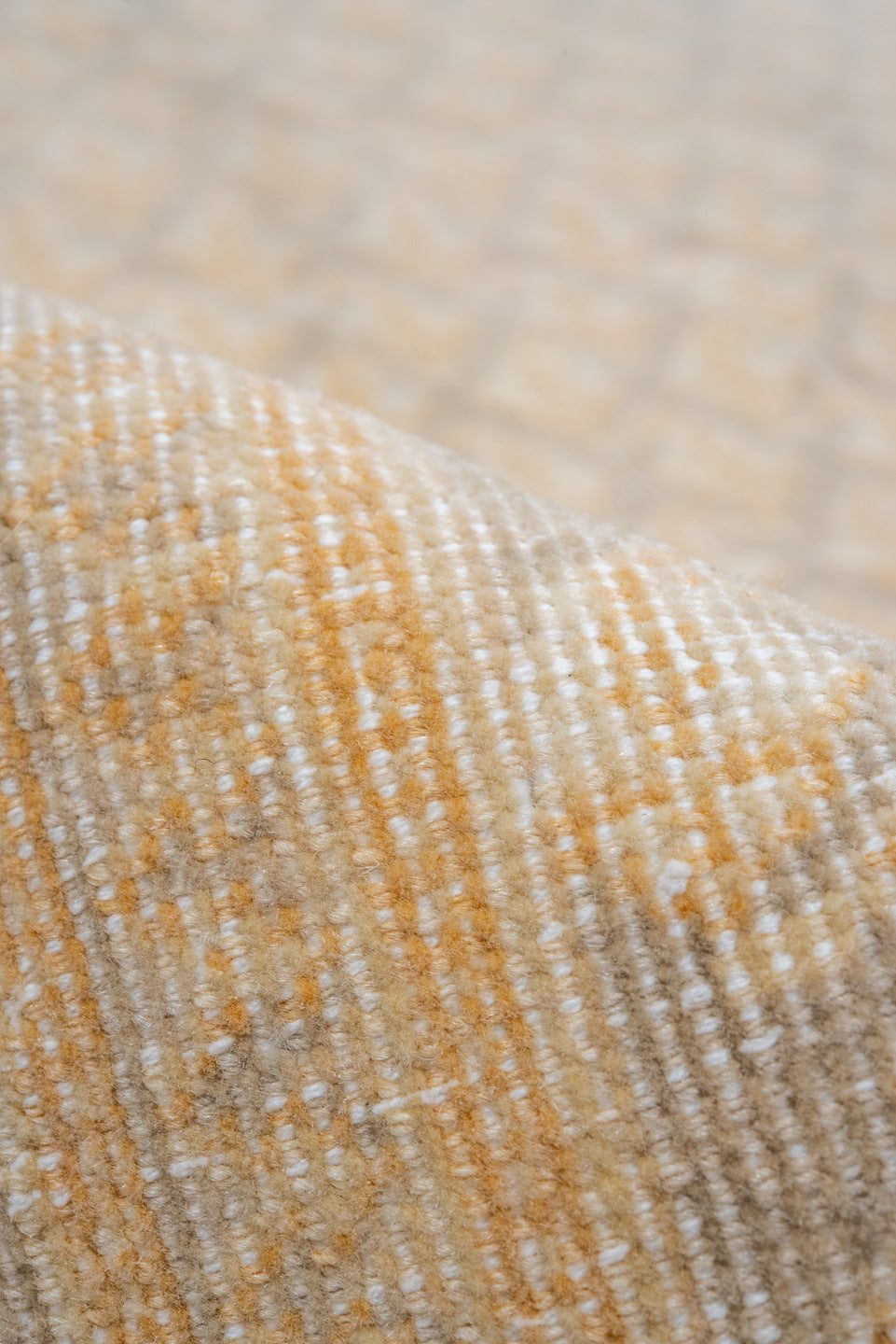 7' x 11' one-of-a-kind handmade vintage Saraband large size rug. Color palette: antiquewhite, beige, blanched almond, brown