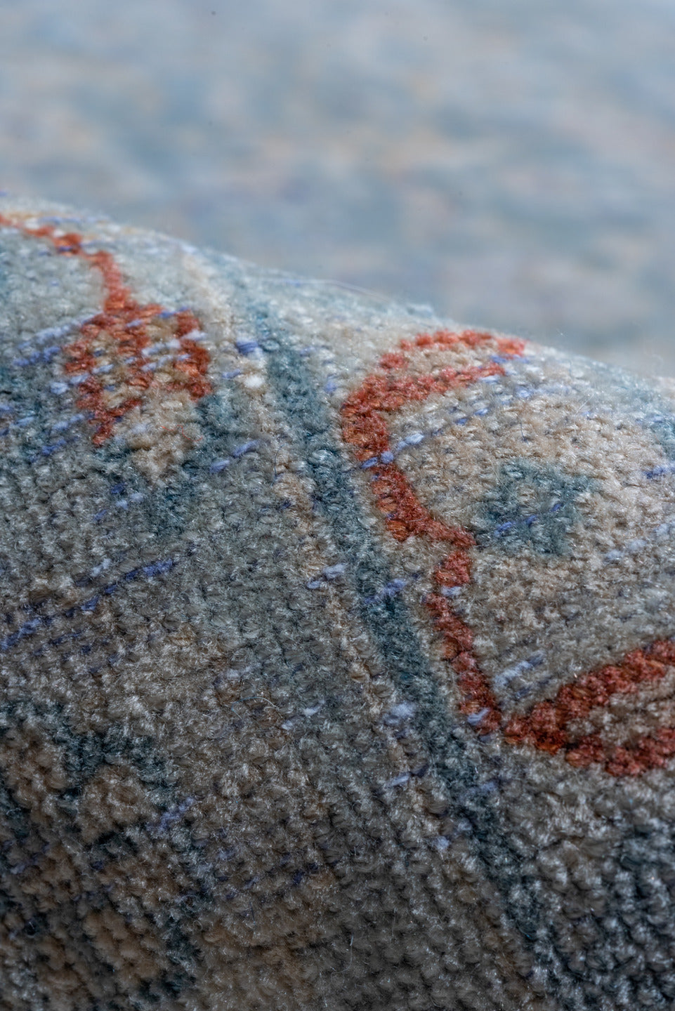 12' x 19' one-of-a-kind handmade vintage Tabriz oversize rug. Color palette: blue, dark gray, gainsboro, gray, light blue