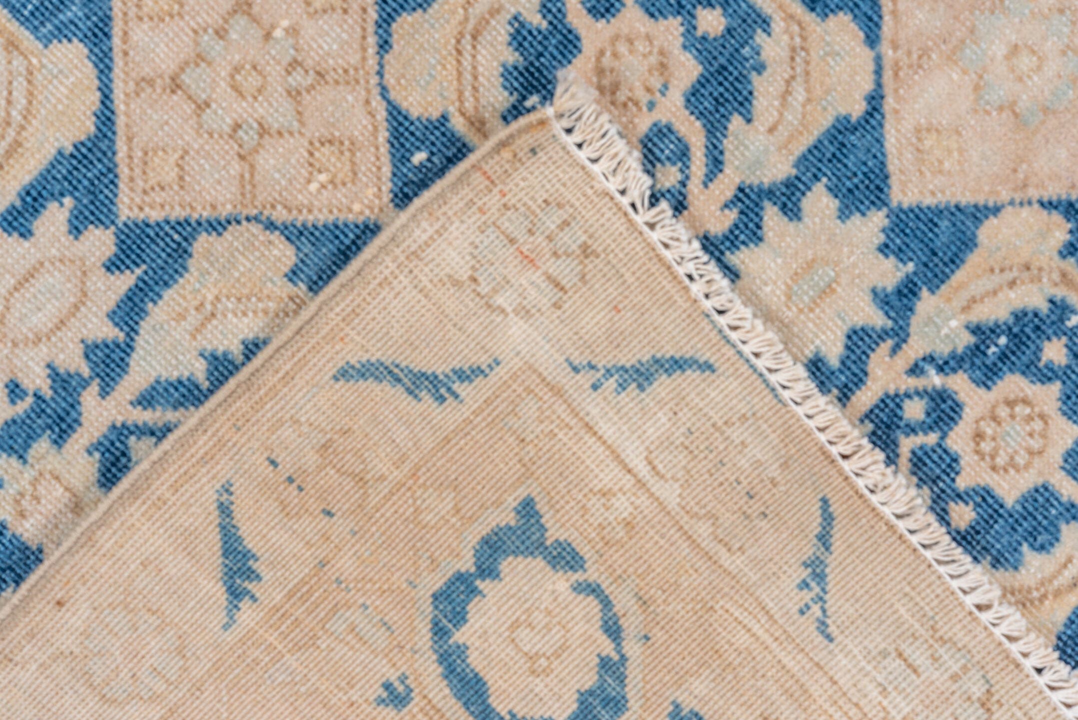 7' x 10' one-of-a-kind handmade vintage Tabriz large size rug. Color palette: ivory, sky blue, beige, cream, taupe