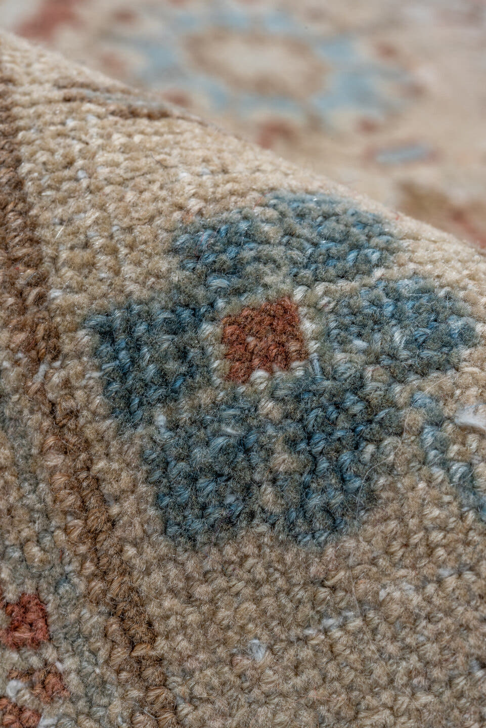 8' x 11' one-of-a-kind handmade vintage Tabriz large size rug. Color palette: ivory, blue, taupe, rust, sky_blue, cream