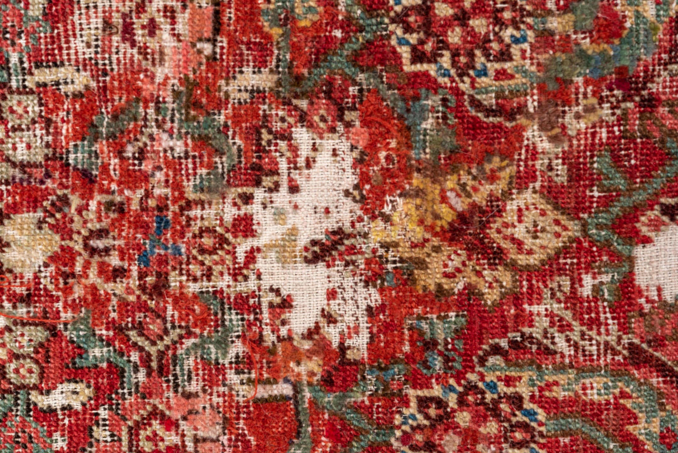 5' x 9' one-of-a-kind handmade vintage Malayer medium size rug. Color palette: rust, brown, ivory, cobalt, terra cotta