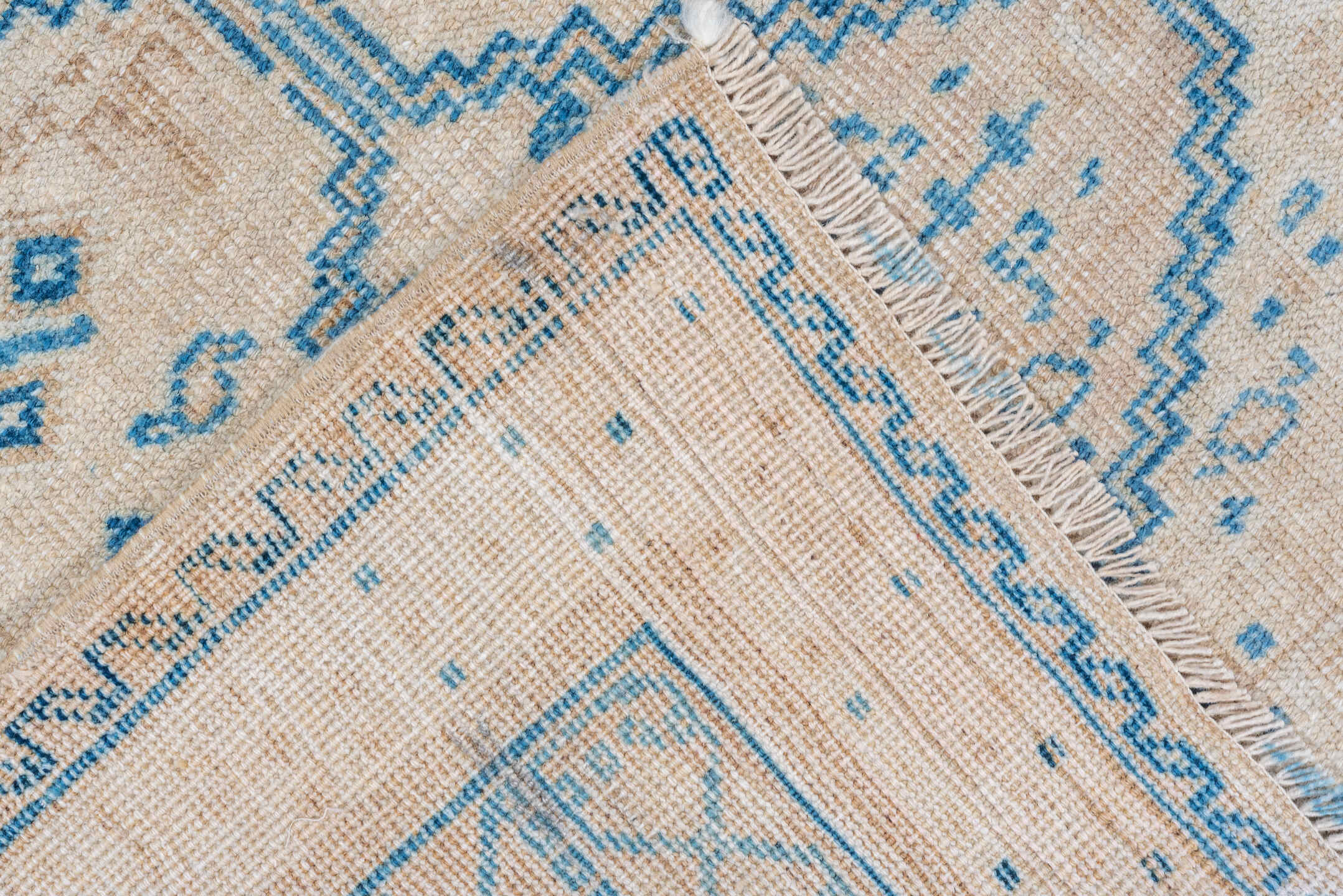 5' x 6' one-of-a-kind handmade vintage Afshar rug. Color palette: ivory, sky blue, beige, camel, light blue