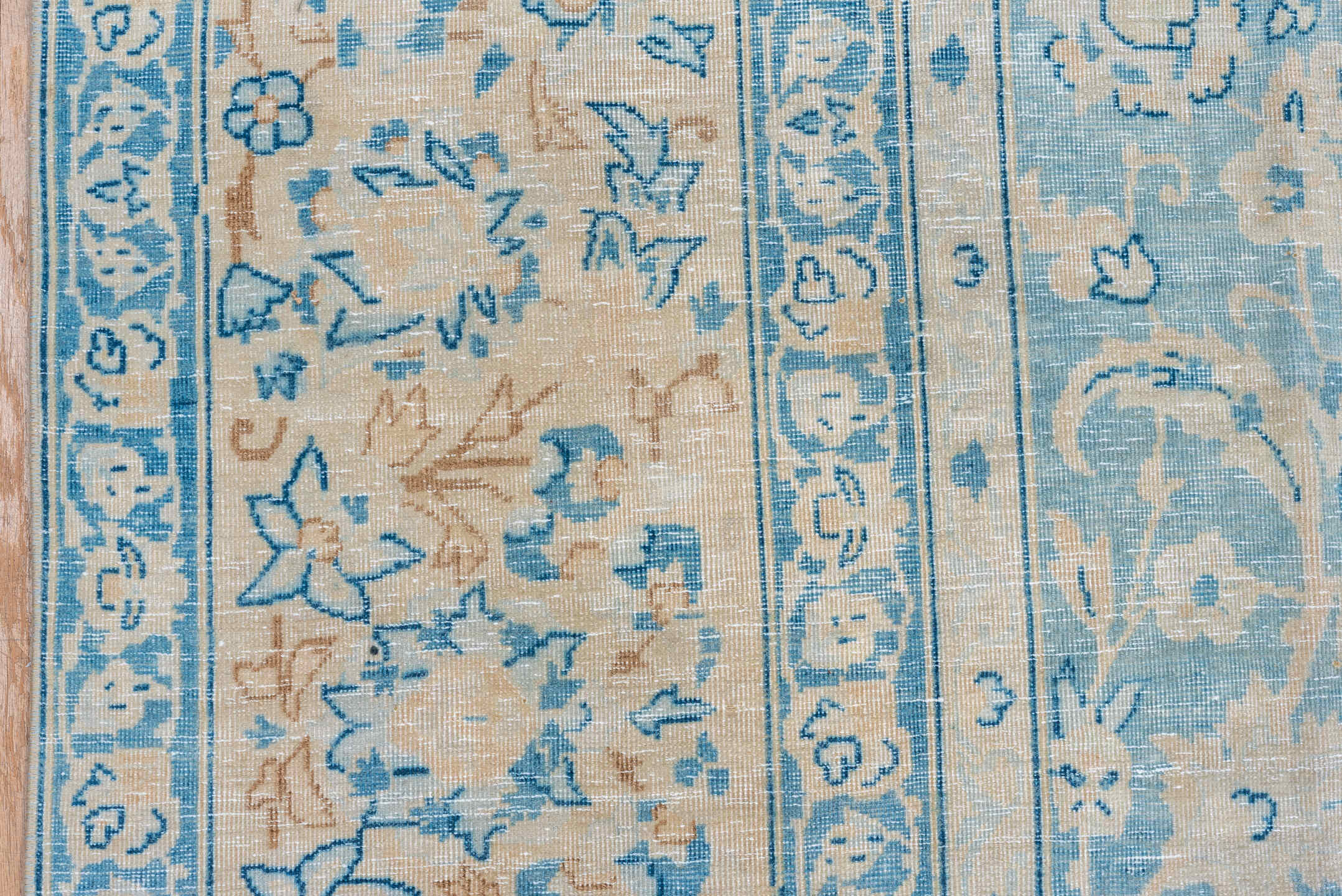9' x 12' one-of-a-kind handmade vintage Tabriz large size rug. Color palette: sky blue, ivory, cream, beige, taupe