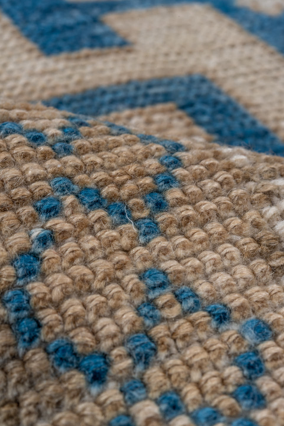 5' x 10' one-of-a-kind handmade vintage Oushak medium size rug. Color palette: ivory, beige, cobalt, taupe, blue, gray