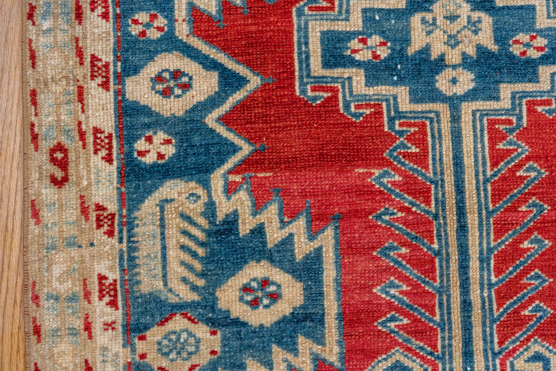 2' x 8' one-of-a-kind handmade vintage Malayer runner rug. Color palette: sky blue, ivory, rust, brick red, cream, camel