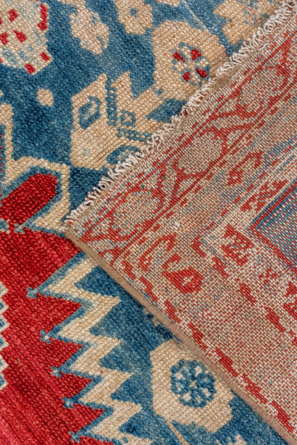 2' x 8' one-of-a-kind handmade vintage Malayer runner rug. Color palette: sky blue, ivory, rust, brick red, cream, camel