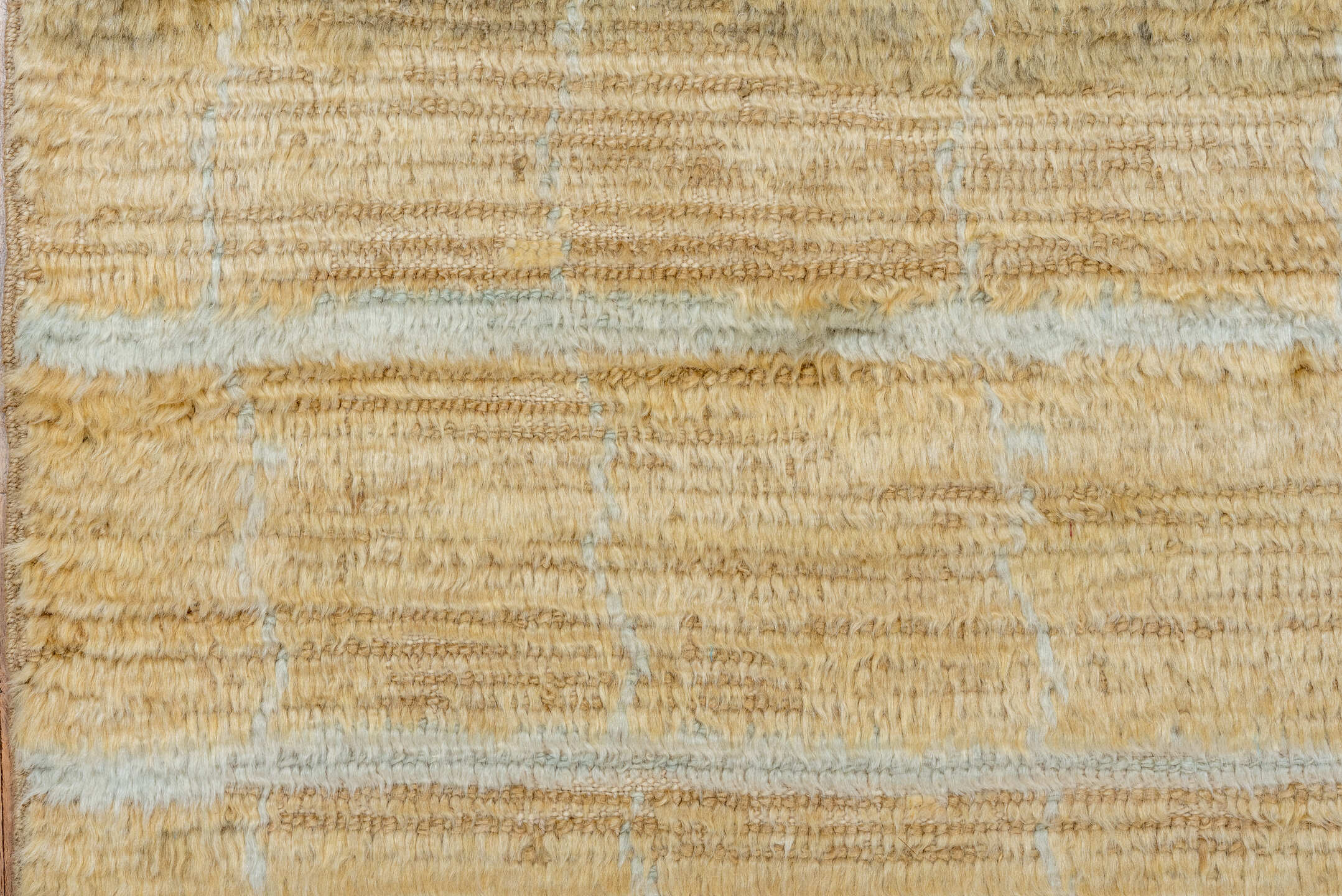 8' x 12' one-of-a-kind handmade vintage Anr large size rug. Color palette: camel, ivory, beige, taupe, gray