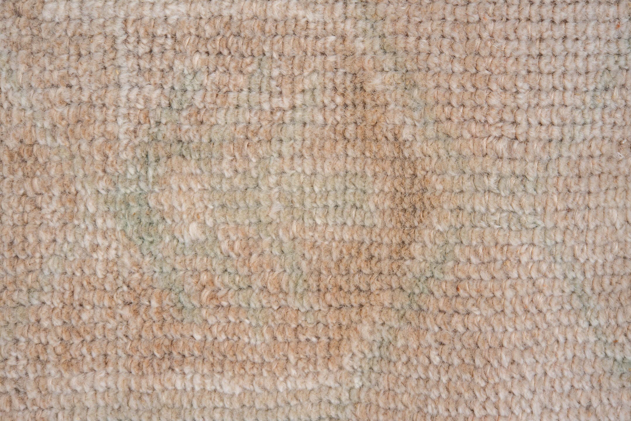 4' x 8' one-of-a-kind handmade vintage Oushak rug. Color palette: ivory, beige, rust, cream, pale aqua, taupe, terracotta