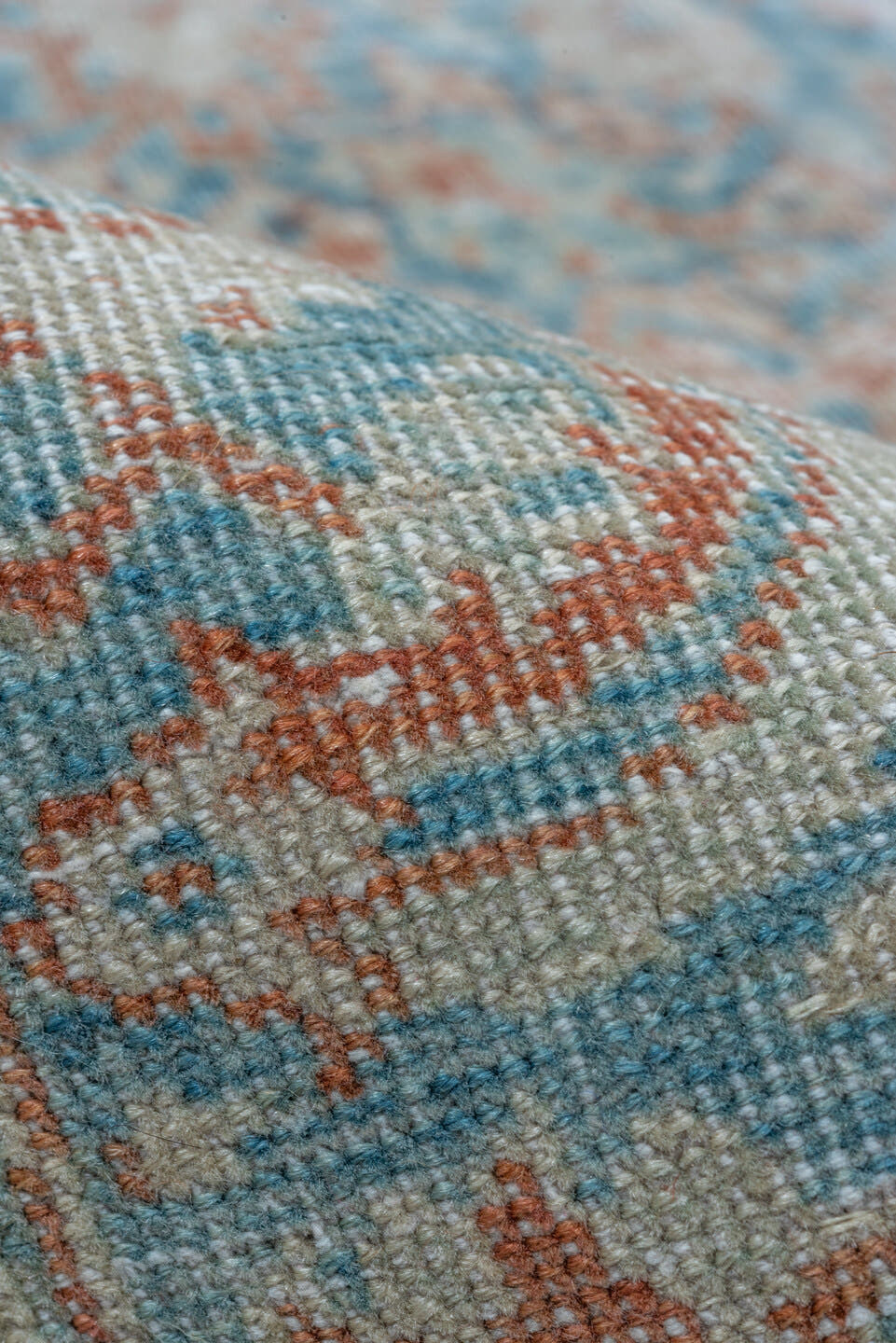 8' x 10' one-of-a-kind handmade vintage Tabriz large size rug. Color palette: sky blue, ivory, blush, taupe, slate, rose