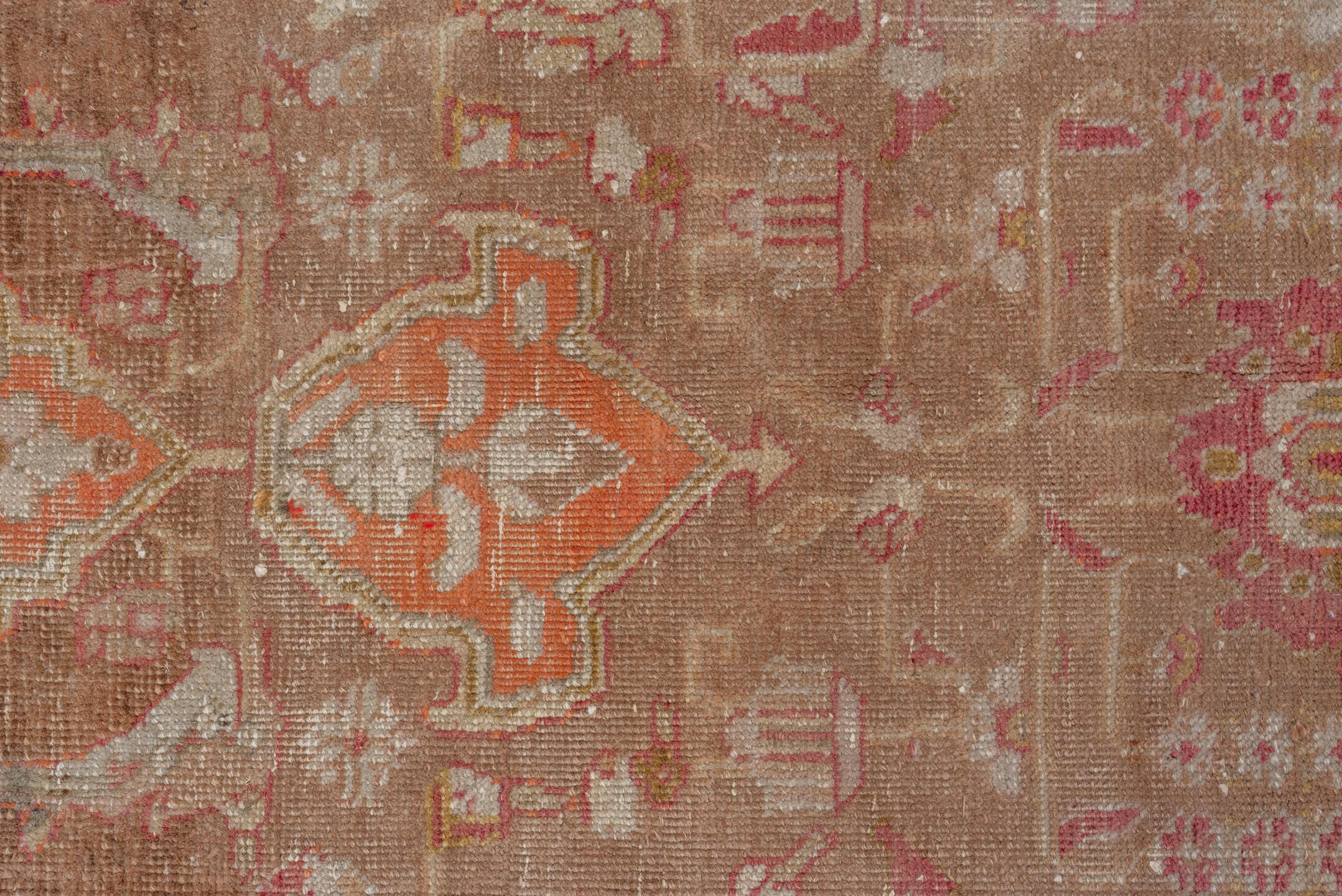 6' x 9' one-of-a-kind handmade vintage Tabriz medium size rug. Color palette: taupe, blush, ivory, rose, camel, peach