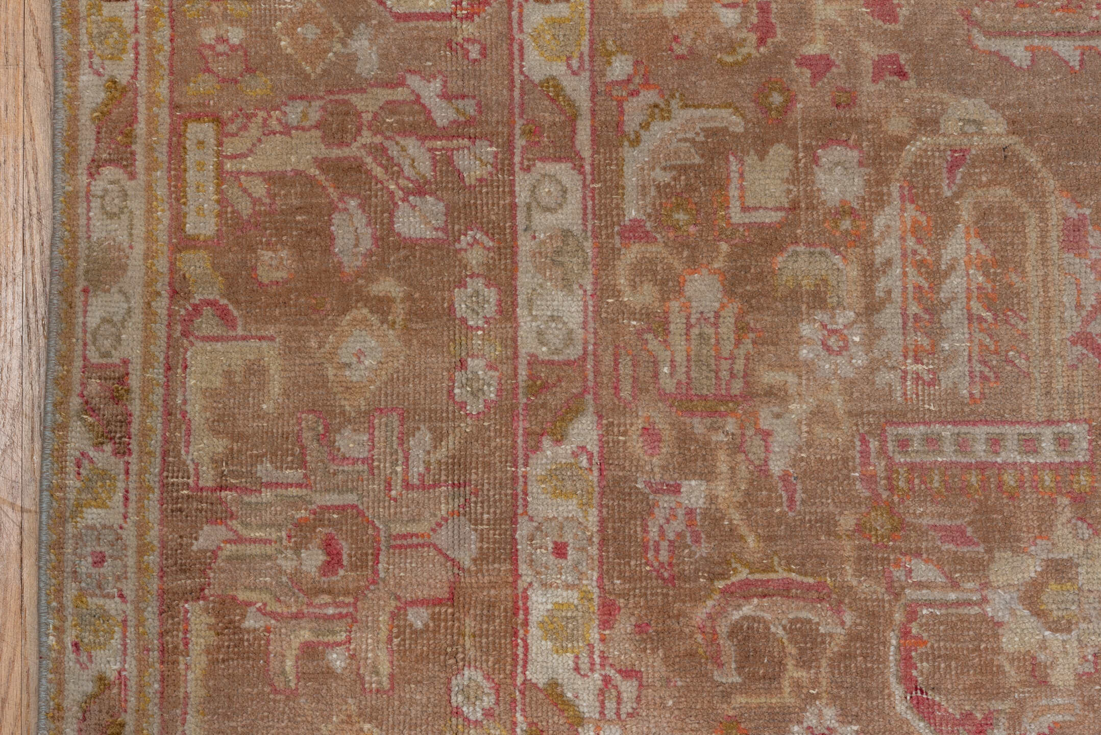 6' x 9' one-of-a-kind handmade vintage Tabriz medium size rug. Color palette: taupe, blush, ivory, rose, camel, peach
