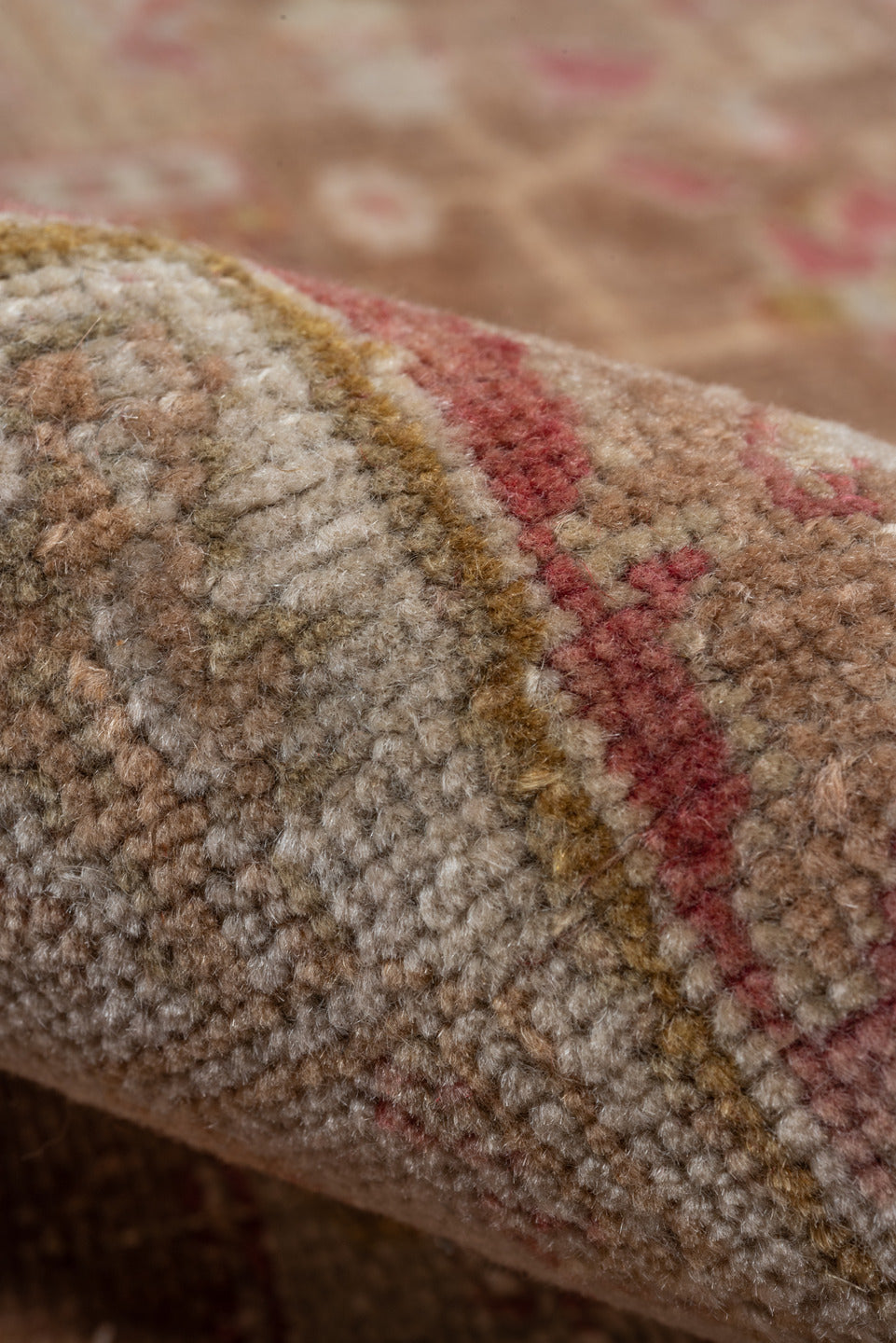 6' x 9' one-of-a-kind handmade vintage Tabriz medium size rug. Color palette: brown, gray, light gray, pink, red, silver