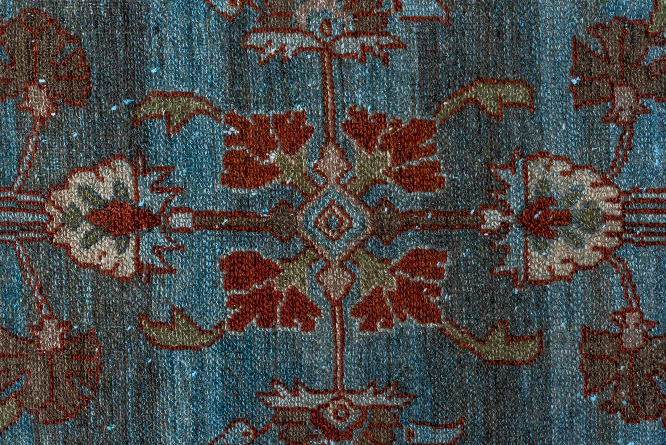 12' x 20' one-of-a-kind handmade vintage Malayer oversize rug. Color palette: blue, rust, ivory, taupe, brown, charcoal