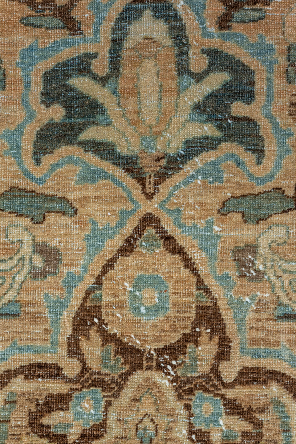 6' x 10' one-of-a-kind handmade vintage Baktiary large size rug. Color palette: beige, aqua, ivory, brown, taupe, charcoal