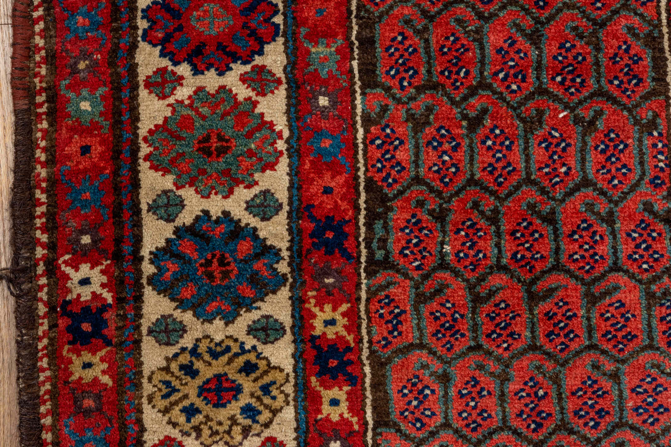2' x 13' one-of-a-kind handmade vintage Malayer runner rug. Color palette: black, blue, brown, gray, off-white, red, snow