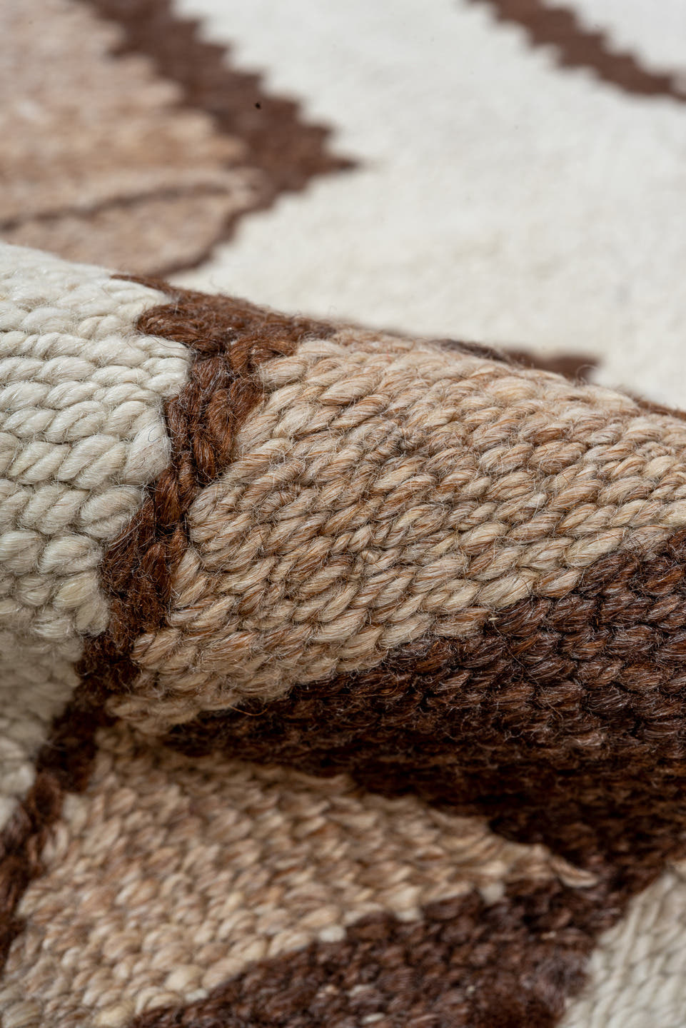 3' x 10' one-of-a-kind handmade vintage Kilim runner rug. Color palette: ivory, brown, taupe, camel, beige, gray