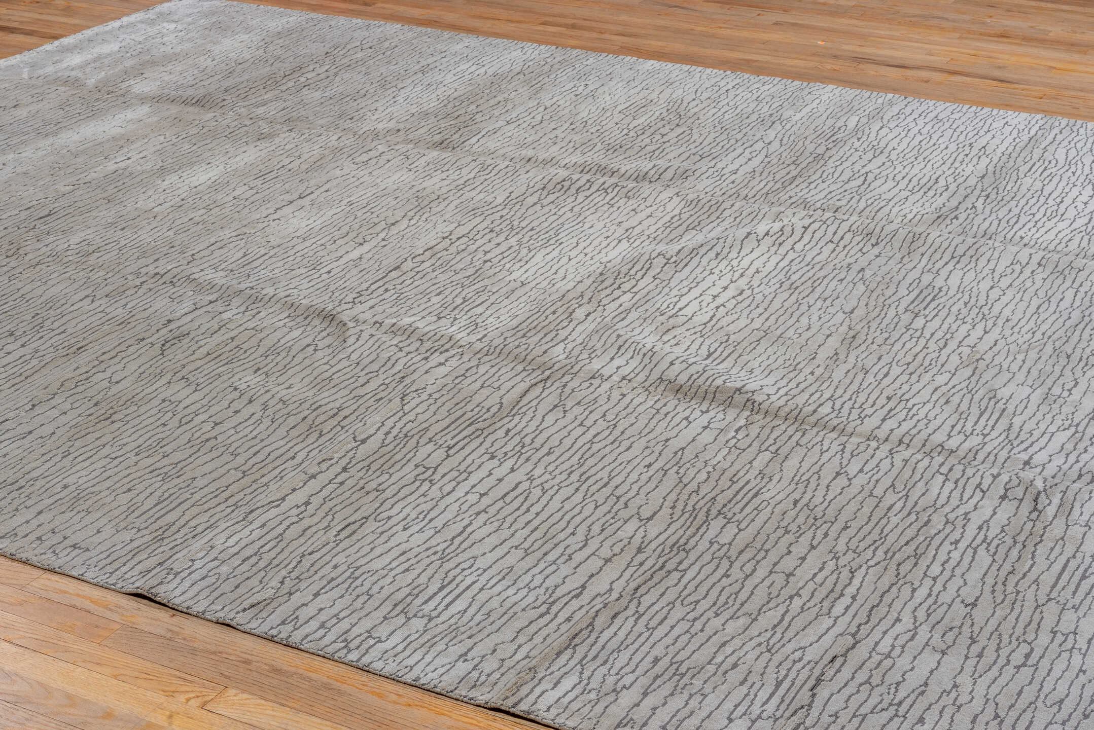 10' x 14' one-of-a-kind handmade vintage Silk large size rug. Color palette: ivory, charcoal, taupe, silver, gray, black