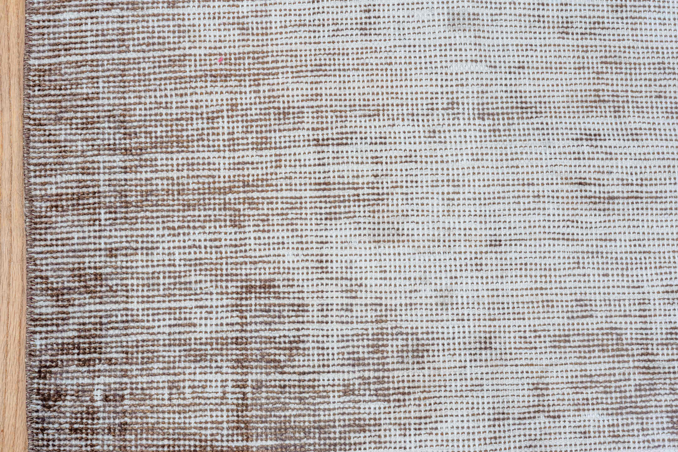 3' x 10' one-of-a-kind handmade vintage Overdyed runner rug. Color palette: taupe, ivory, brown, beige, gray