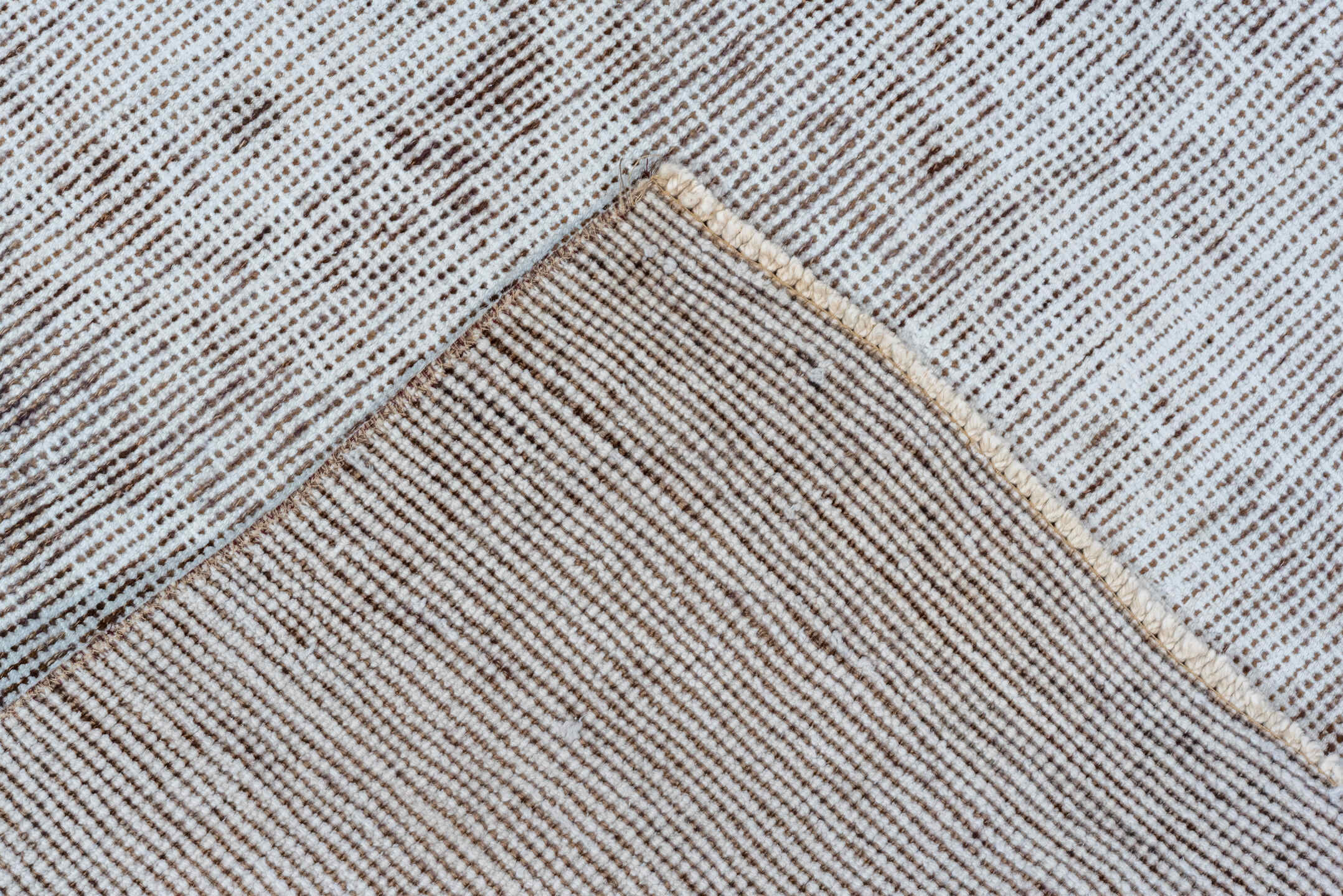 3' x 10' one-of-a-kind handmade vintage Overdyed runner rug. Color palette: taupe, ivory, brown, beige, gray