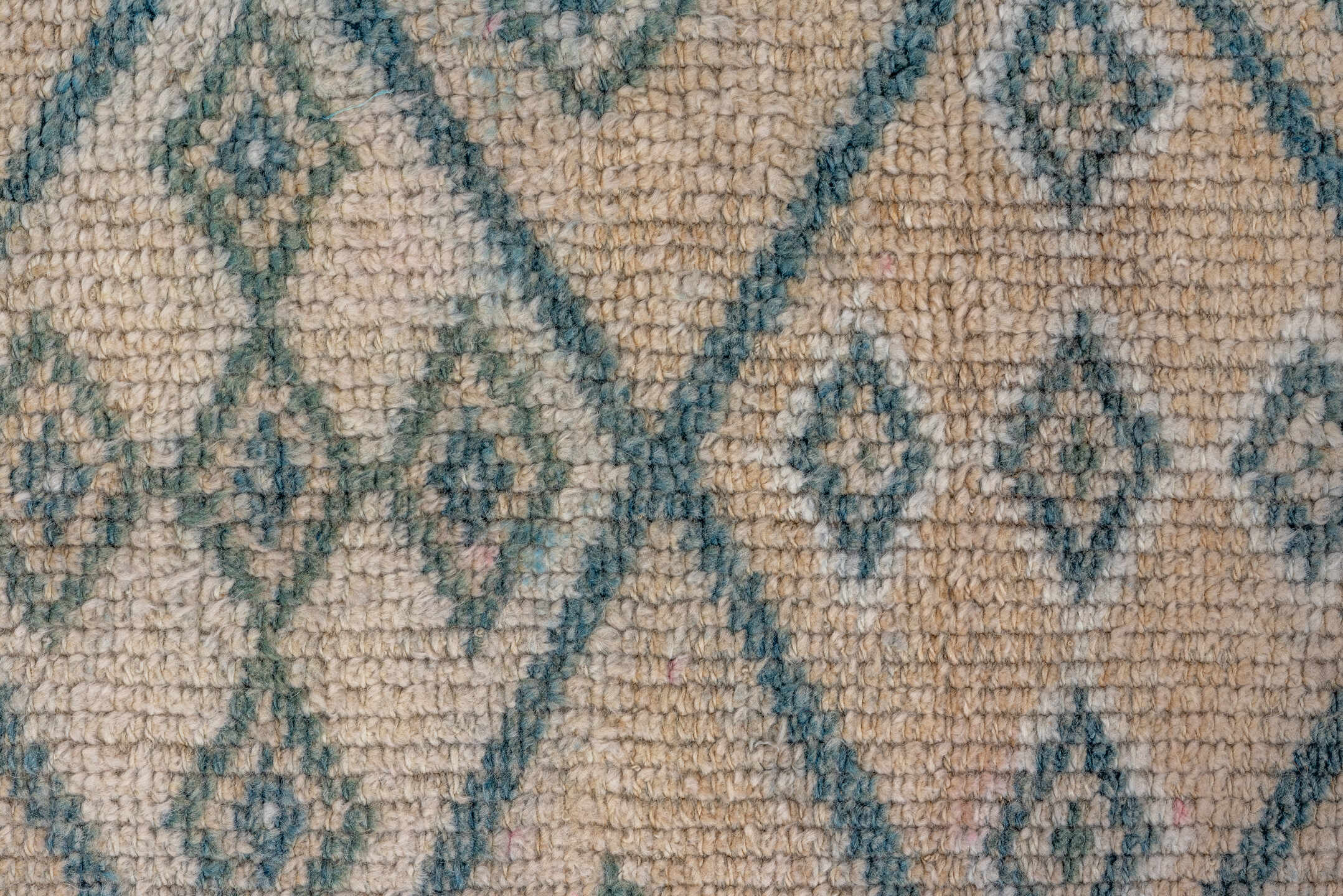 2' x 12' one-of-a-kind handmade vintage Oushak runner rug. Color palette: ivory, sky blue, slate, taupe, light blue, gray