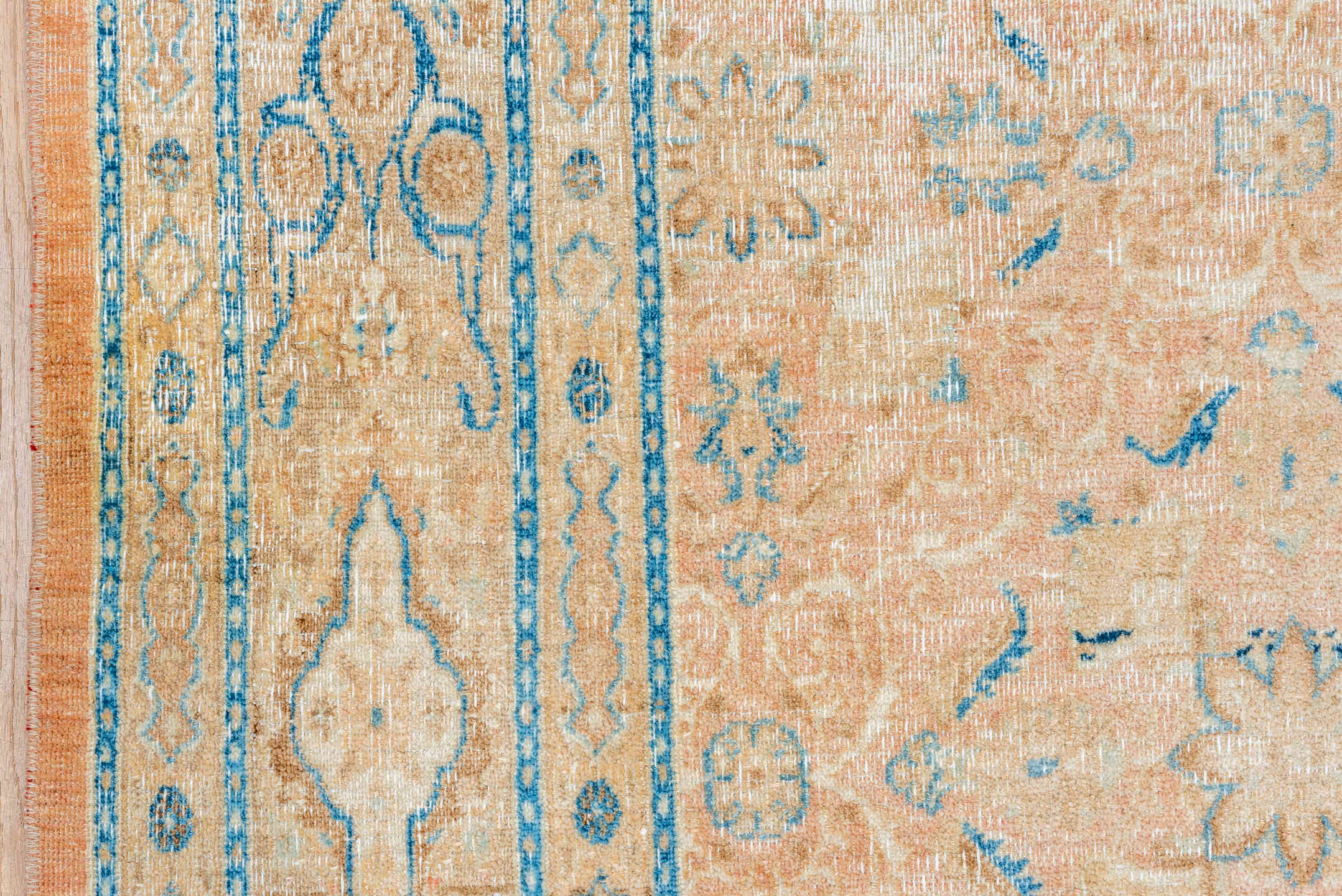 8' x 12' one-of-a-kind handmade vintage Khorassan large size rug. Color palette: beige, sky blue, ivory, sand, taupe, camel
