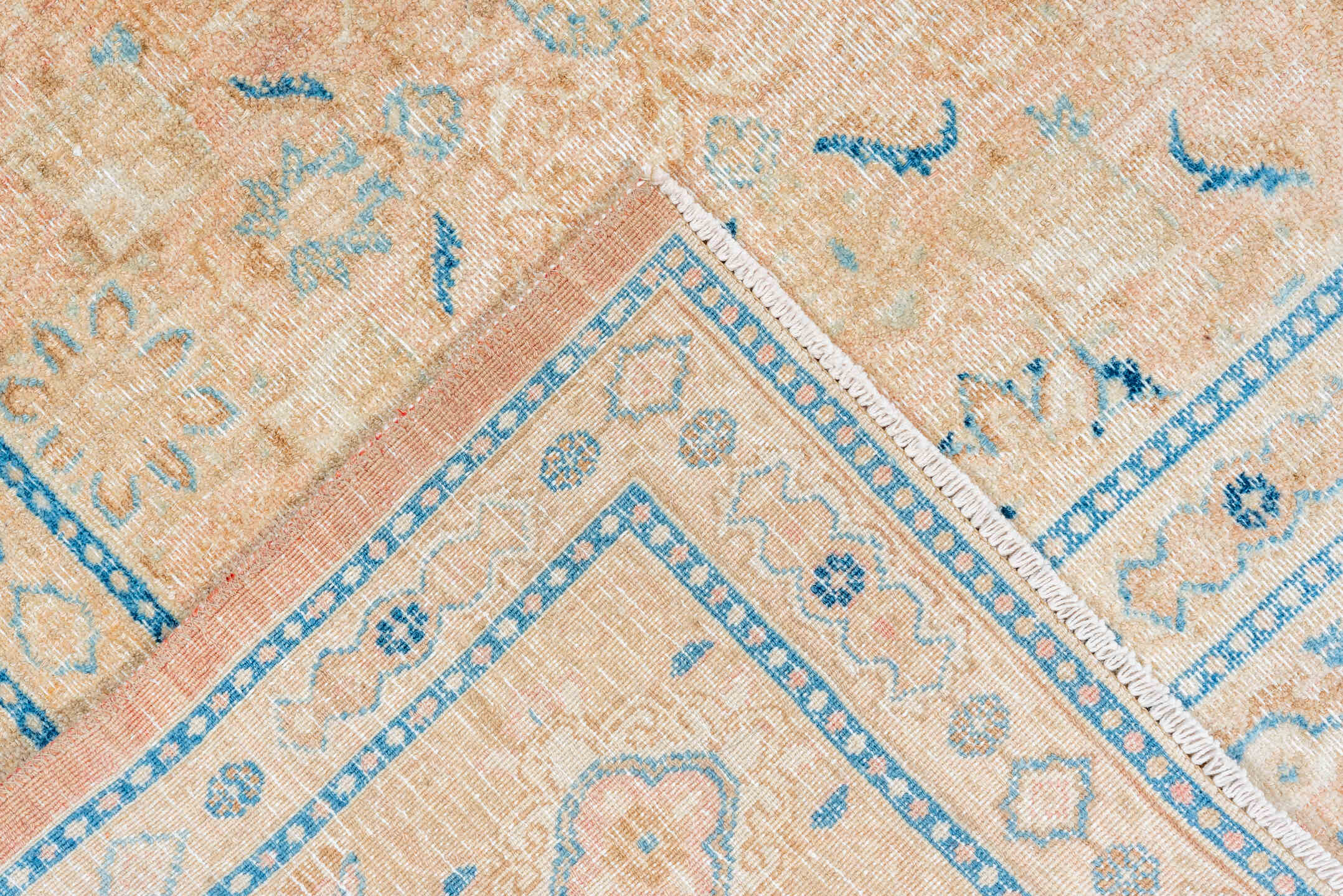 8' x 12' one-of-a-kind handmade vintage Khorassan large size rug. Color palette: beige, sky blue, ivory, sand, taupe, camel