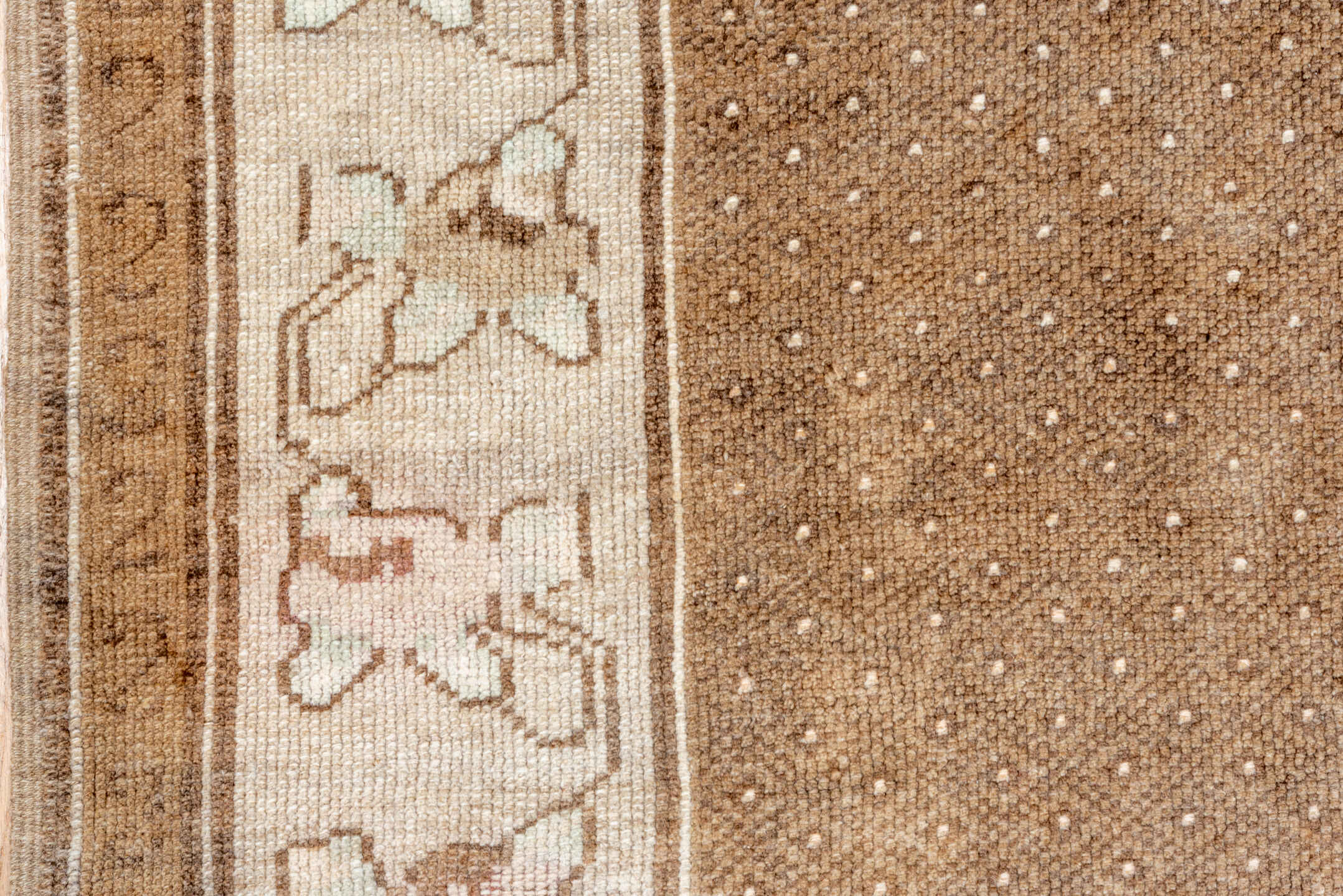 7' x 10' one-of-a-kind handmade vintage Kars large size rug. Color palette: brown, ivory, taupe, camel, beige, gray