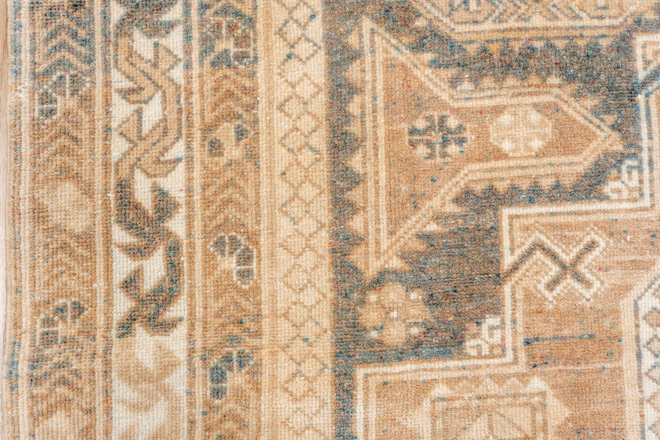 5' x 9' one-of-a-kind handmade vintage Oushak medium size rug. Color palette: camel, taupe, ivory, beige, slate, brown, gray
