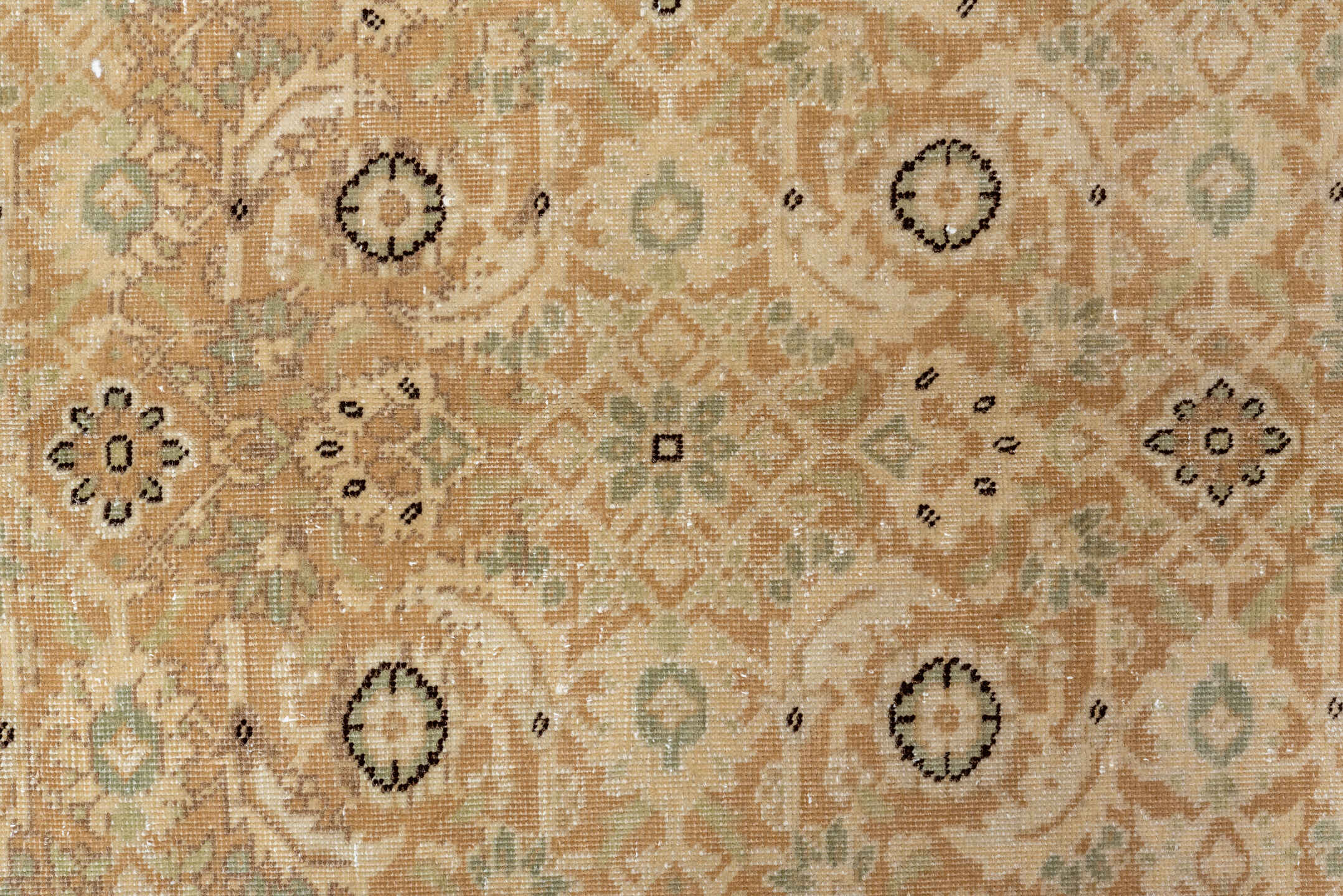 8' x 11' one-of-a-kind handmade vintage Tabriz large size rug. Color palette: beige, ivory, camel, taupe, sage, brown, gray